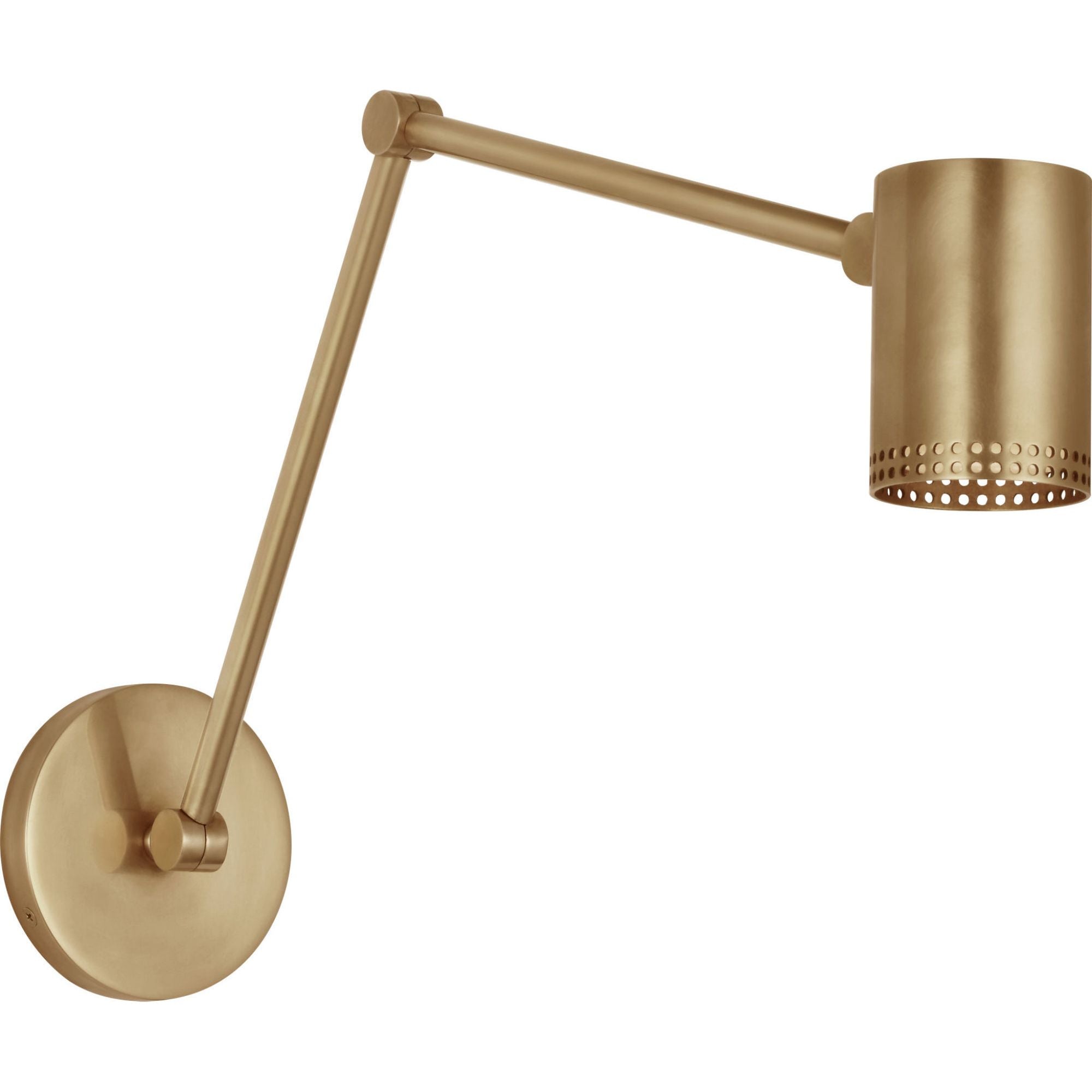Kelly Wearstler Precision 5" Double Library Light in Antique-Burnished Brass with White Glass W4.5" x H10.25" - 13.5" x E15" - 22.5"