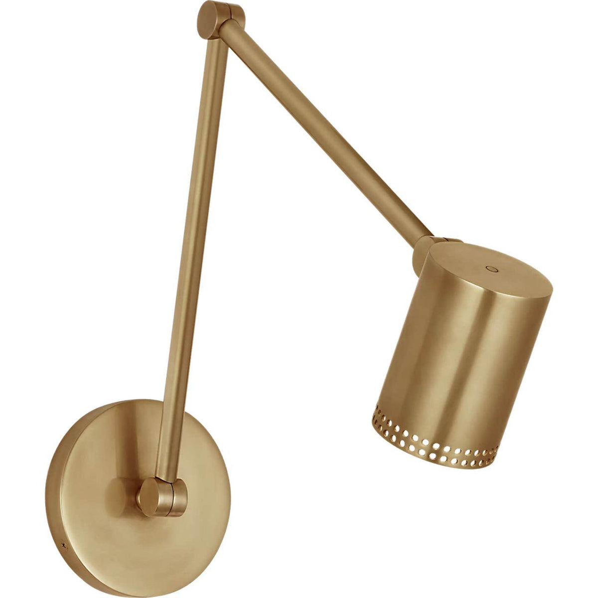 Kelly Wearstler Precision 5" Double Library Light in Antique-Burnished Brass with White Glass W4.5" x H10.25" - 13.5" x E15" - 22.5"