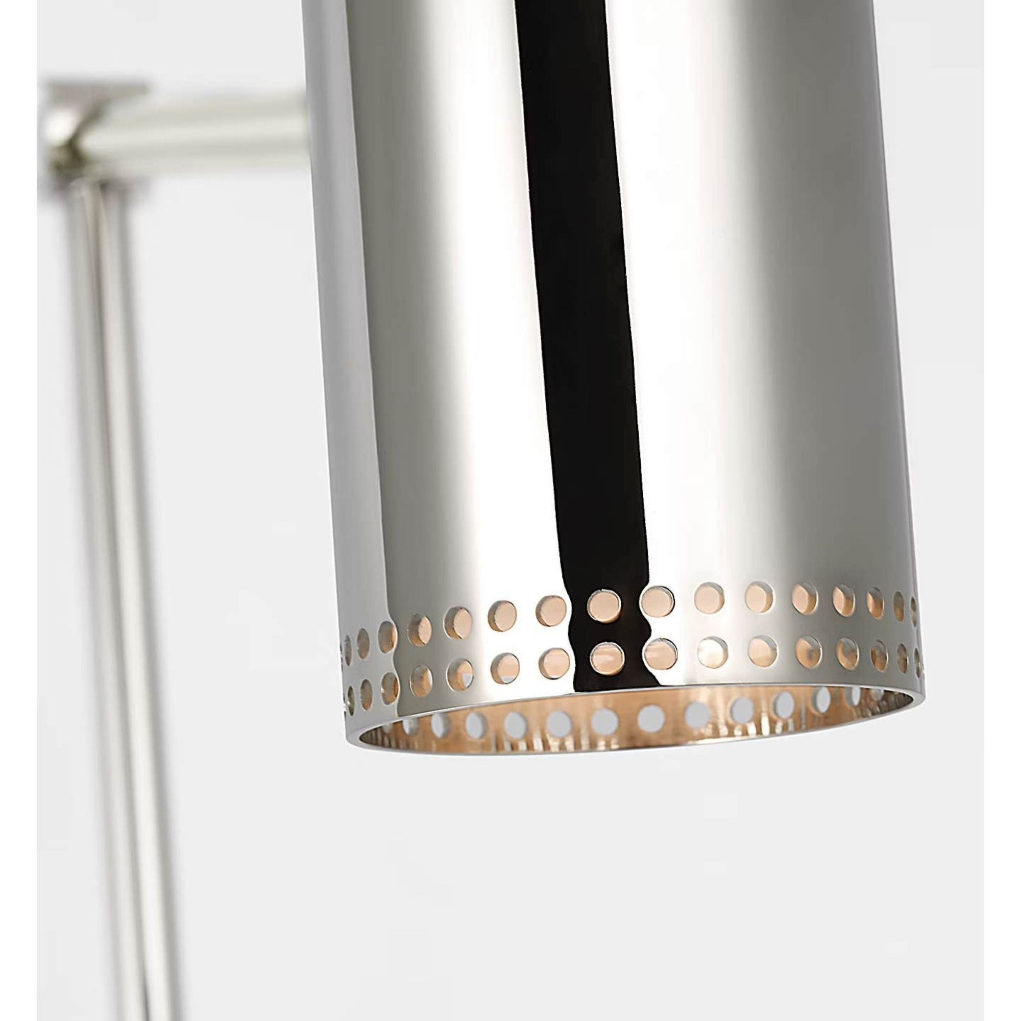 Kelly Wearstler Precision 5" Double Library Light in Polished Nickel with White Glass W4.5" x H10.25" - 13.5" x E15" - 22.5"