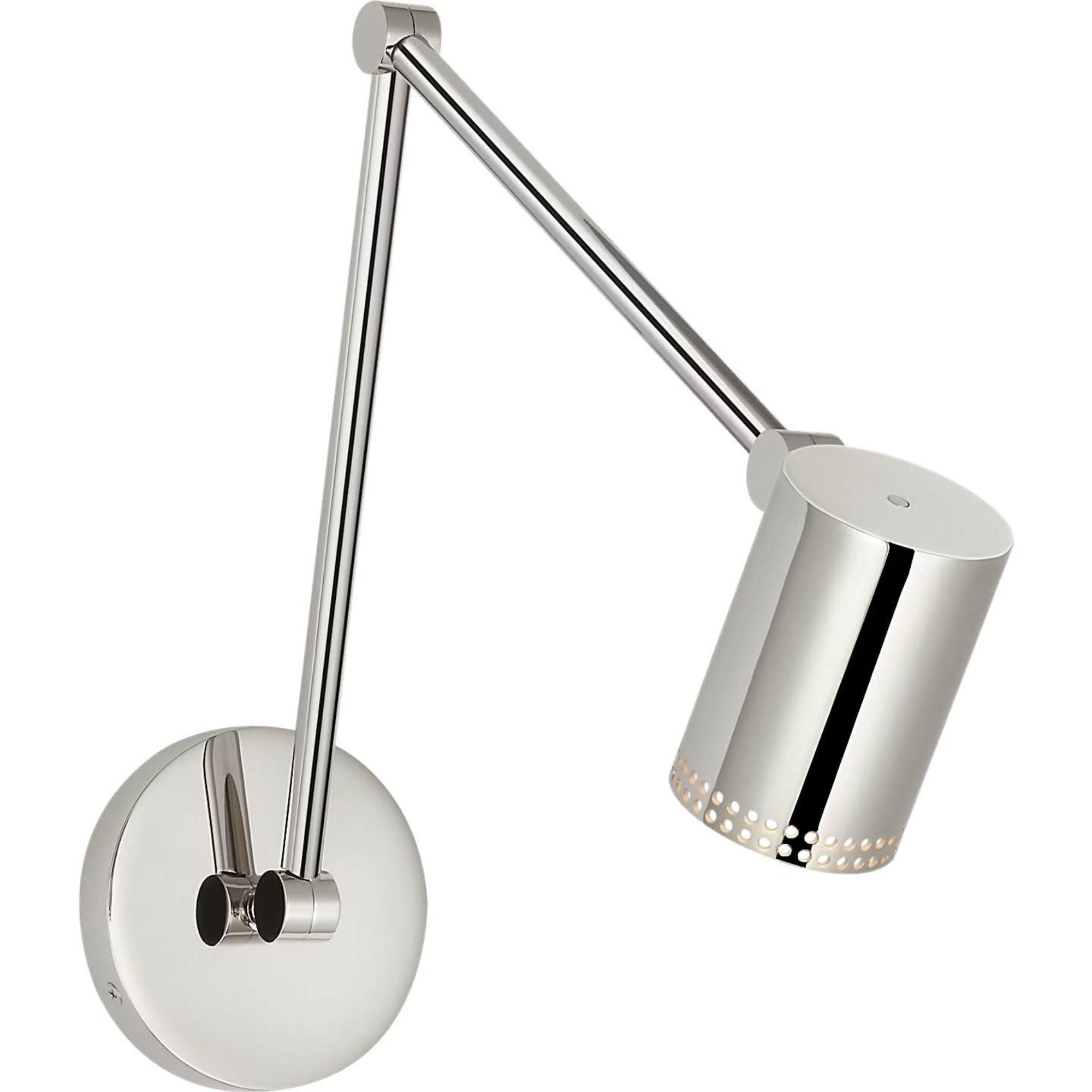 Kelly Wearstler Precision 5" Double Library Light in Polished Nickel with White Glass W4.5" x H10.25" - 13.5" x E15" - 22.5"