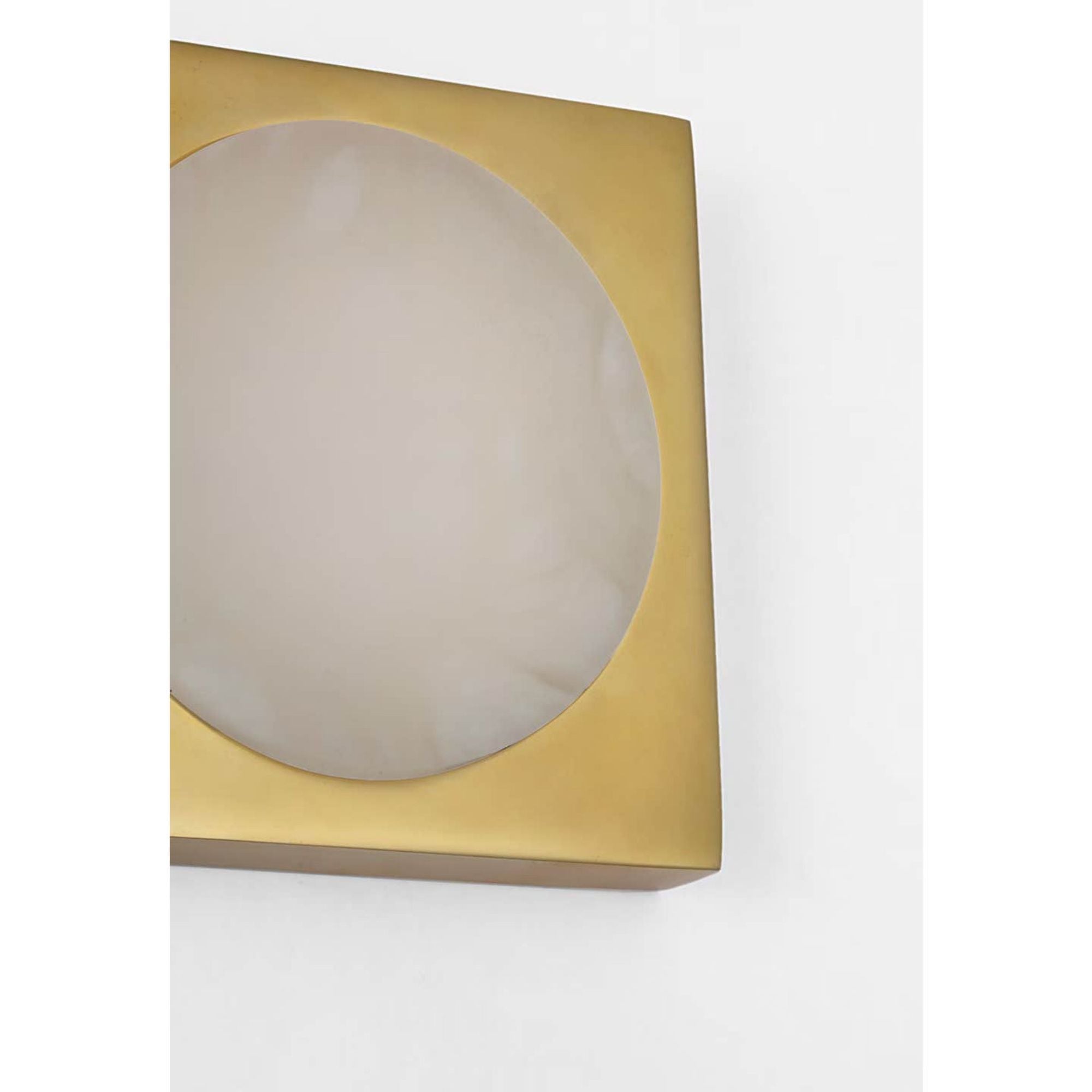 Kelly Wearstler Dichotomy 5" Sconce in Antique-Burnished Brass with Alabaster W4.5" x H4.5" x E0.75"