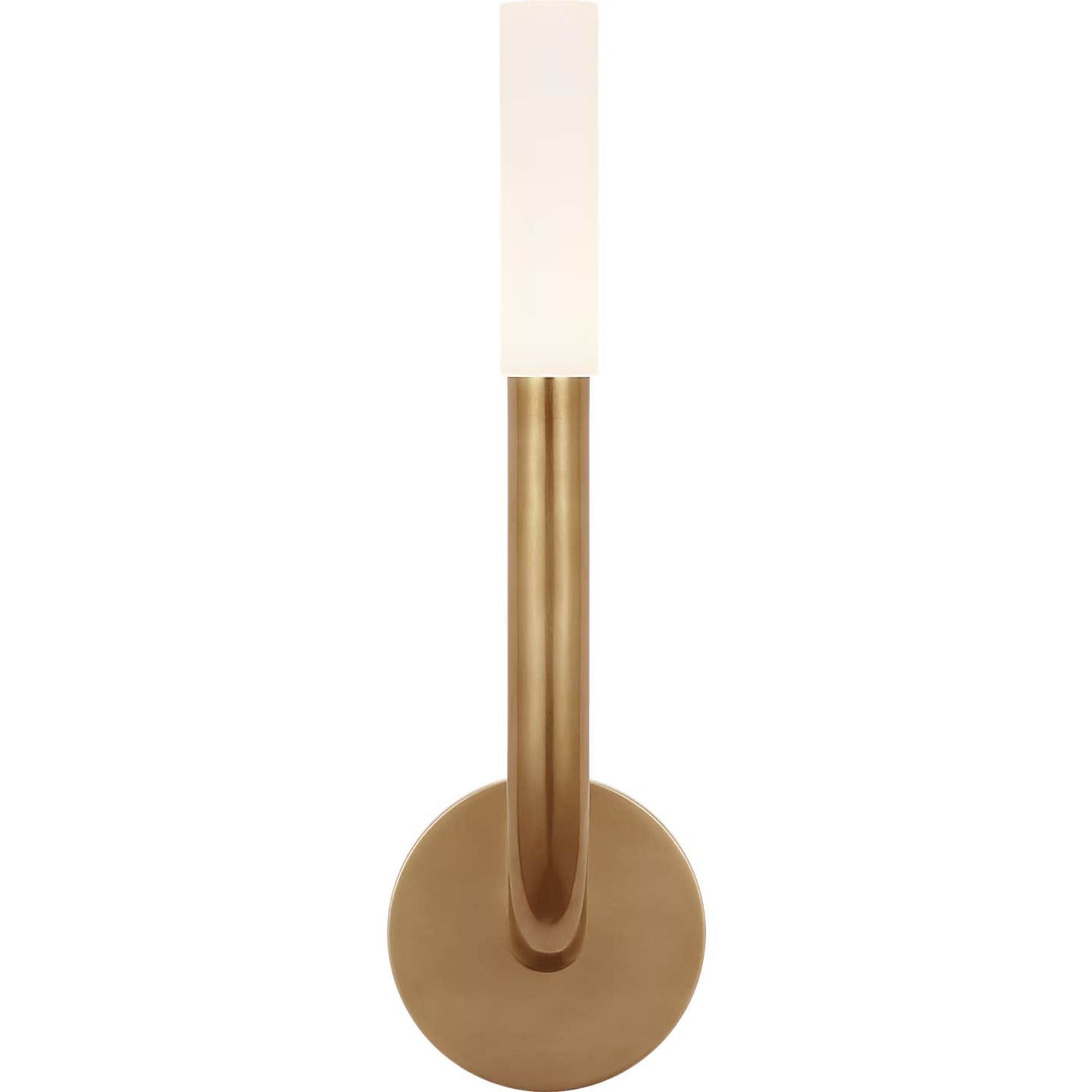 Kelly Wearstler Rousseau 15" Single Sconce in Antique-Burnished Brass with Etched Crystal W4.5" x H15.25" x E3.75"