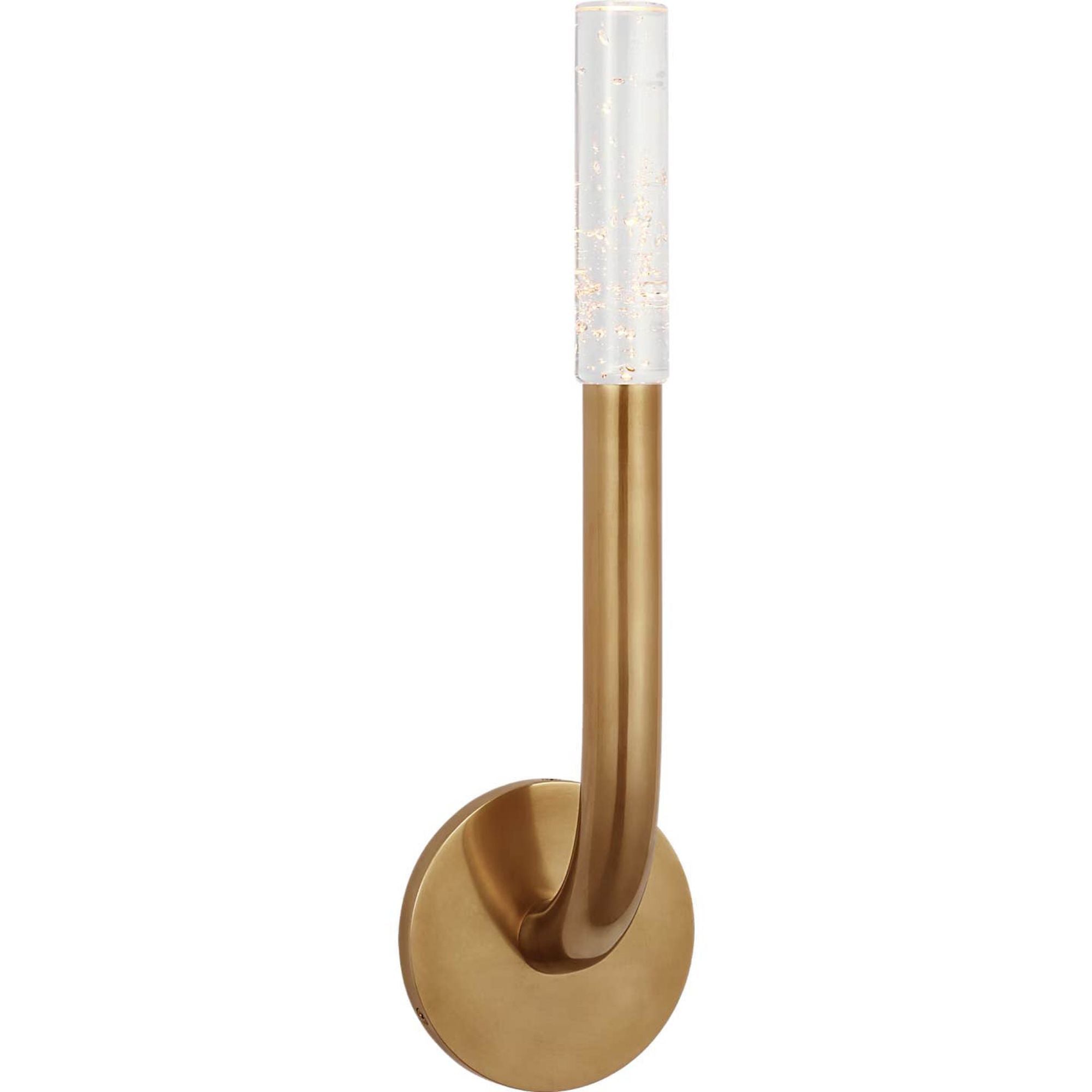 Kelly Wearstler Rousseau 15" Single Sconce in Antique-Burnished Brass with Seeded Glass W4.5" x H15.25" x E3.75"