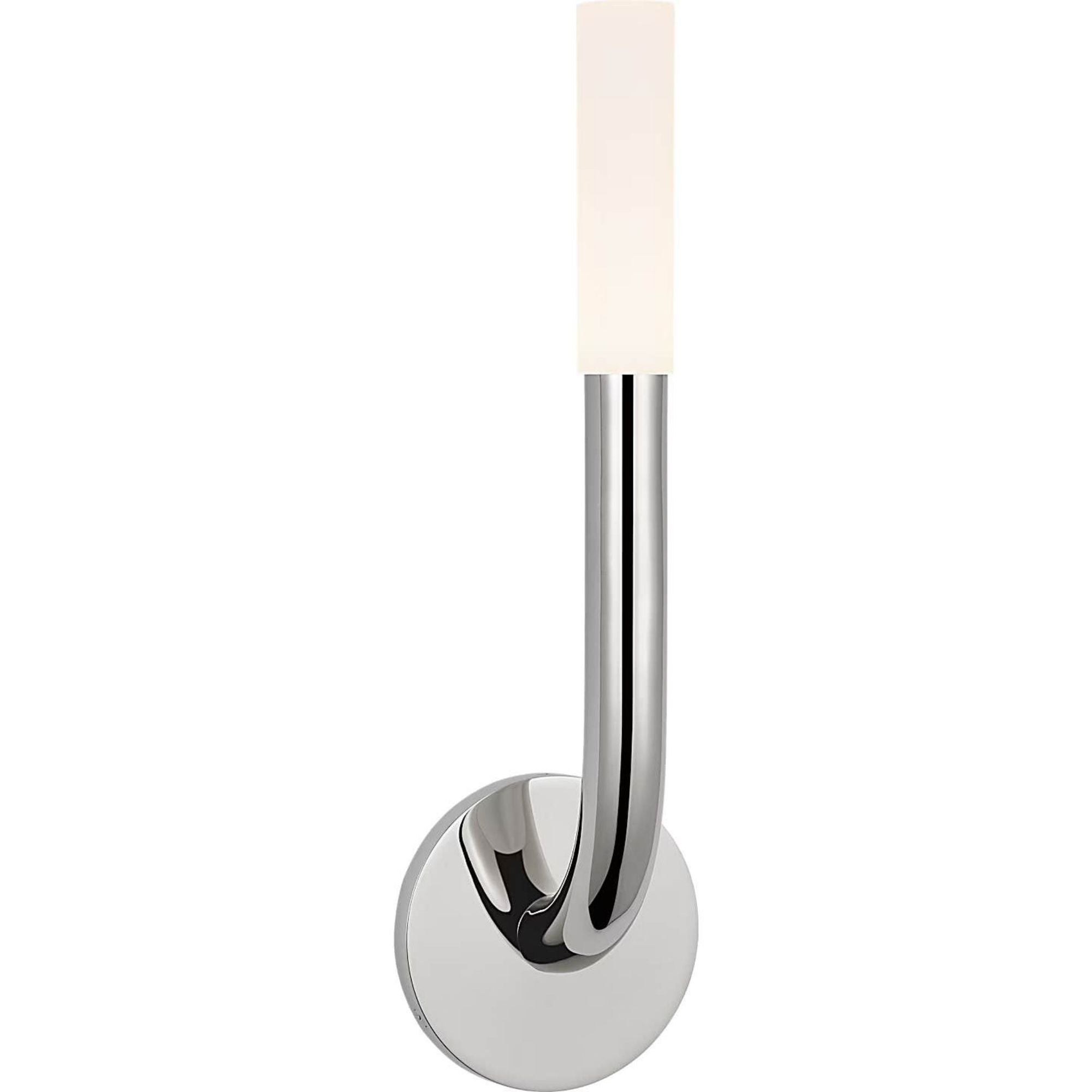 Kelly Wearstler Rousseau 15" Single Sconce in Polished Nickel with Etched Crystal W4.5" x H15.25" x E3.75"