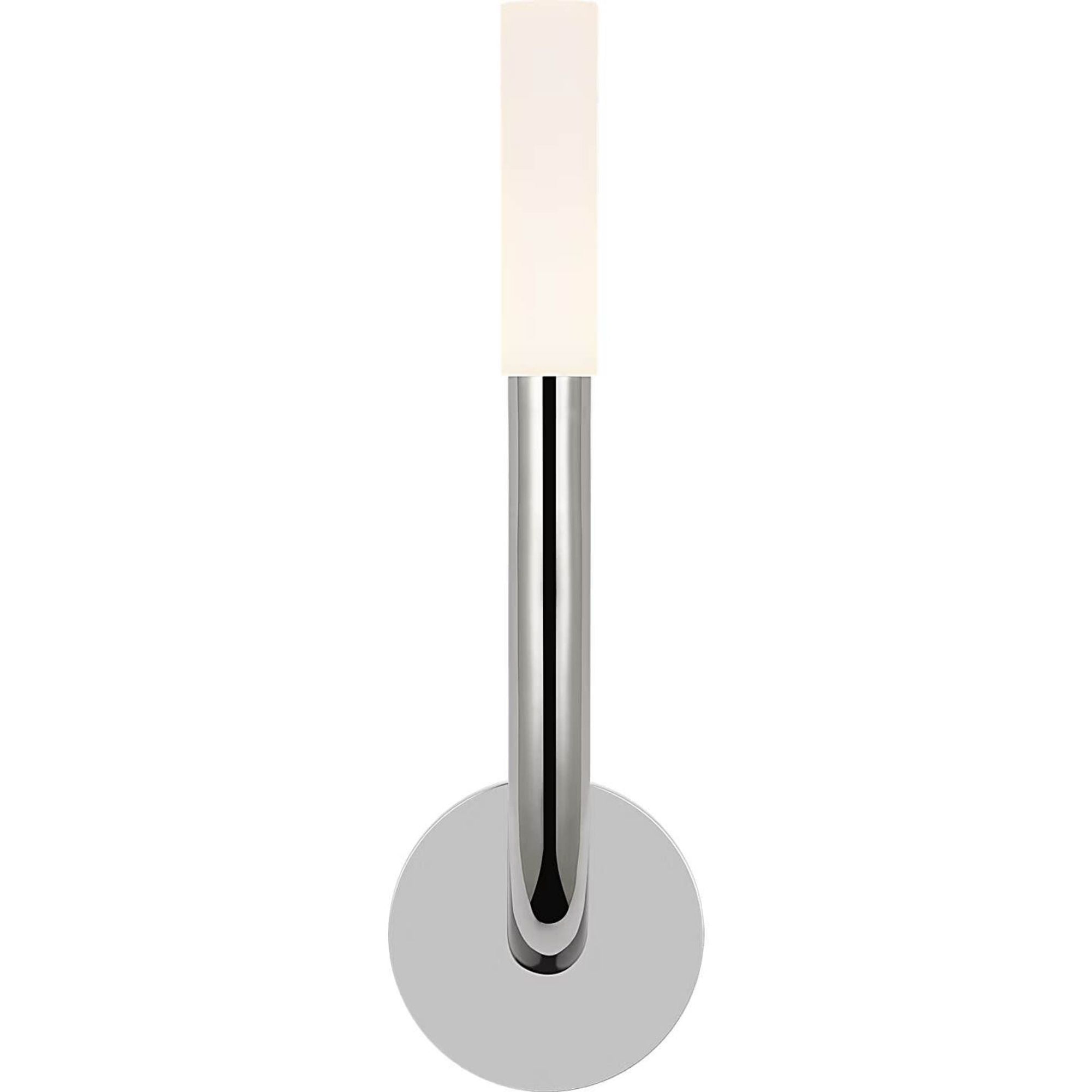 Kelly Wearstler Rousseau 15" Single Sconce in Polished Nickel with Etched Crystal W4.5" x H15.25" x E3.75"