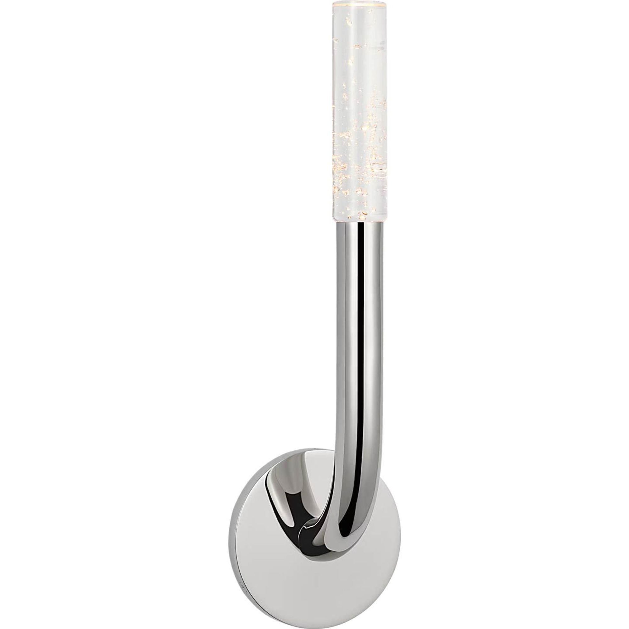 Kelly Wearstler Rousseau 15" Single Sconce in Polished Nickel with Seeded Glass W4.5" x H15.25" x E3.75"