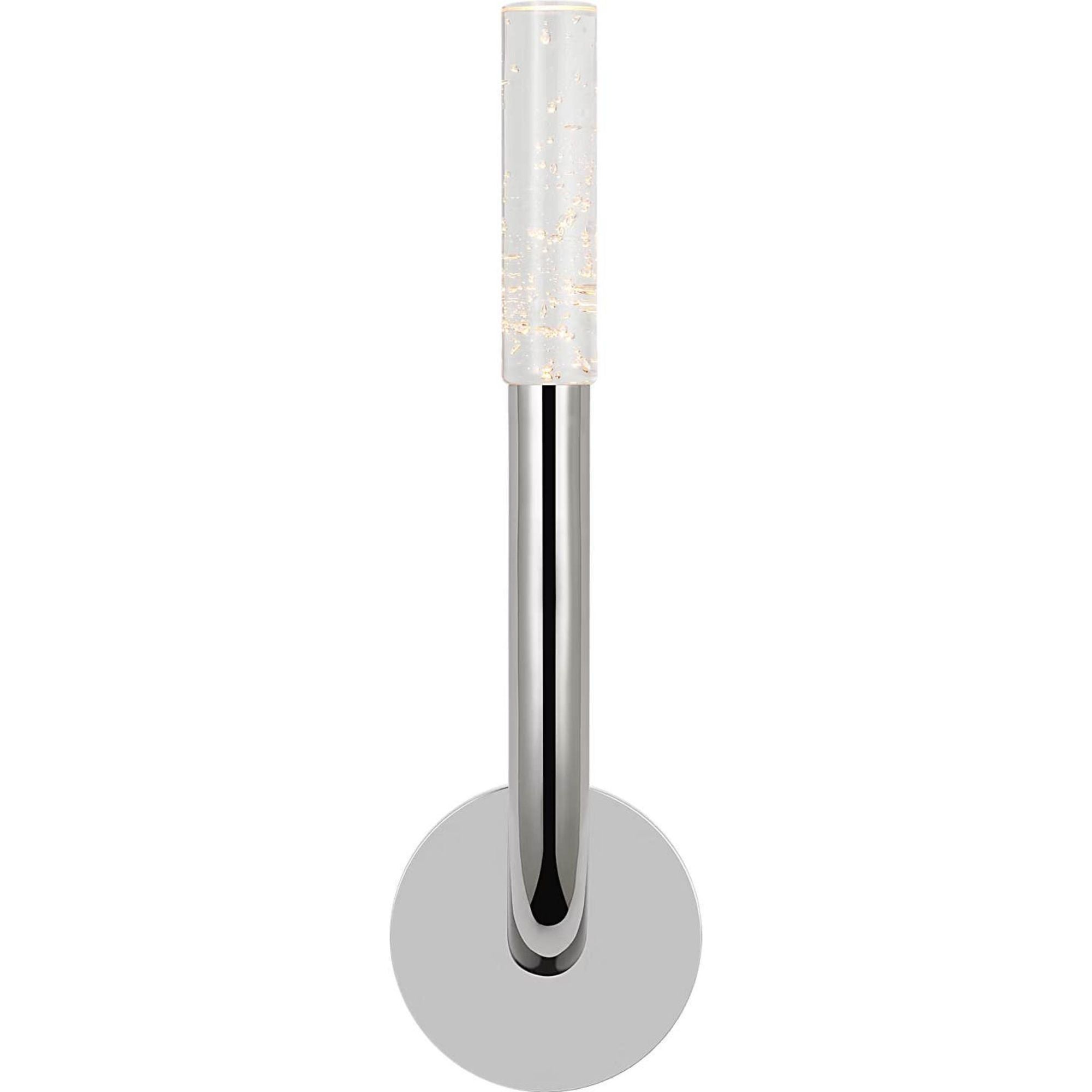 Kelly Wearstler Rousseau 15" Single Sconce in Polished Nickel with Seeded Glass W4.5" x H15.25" x E3.75"