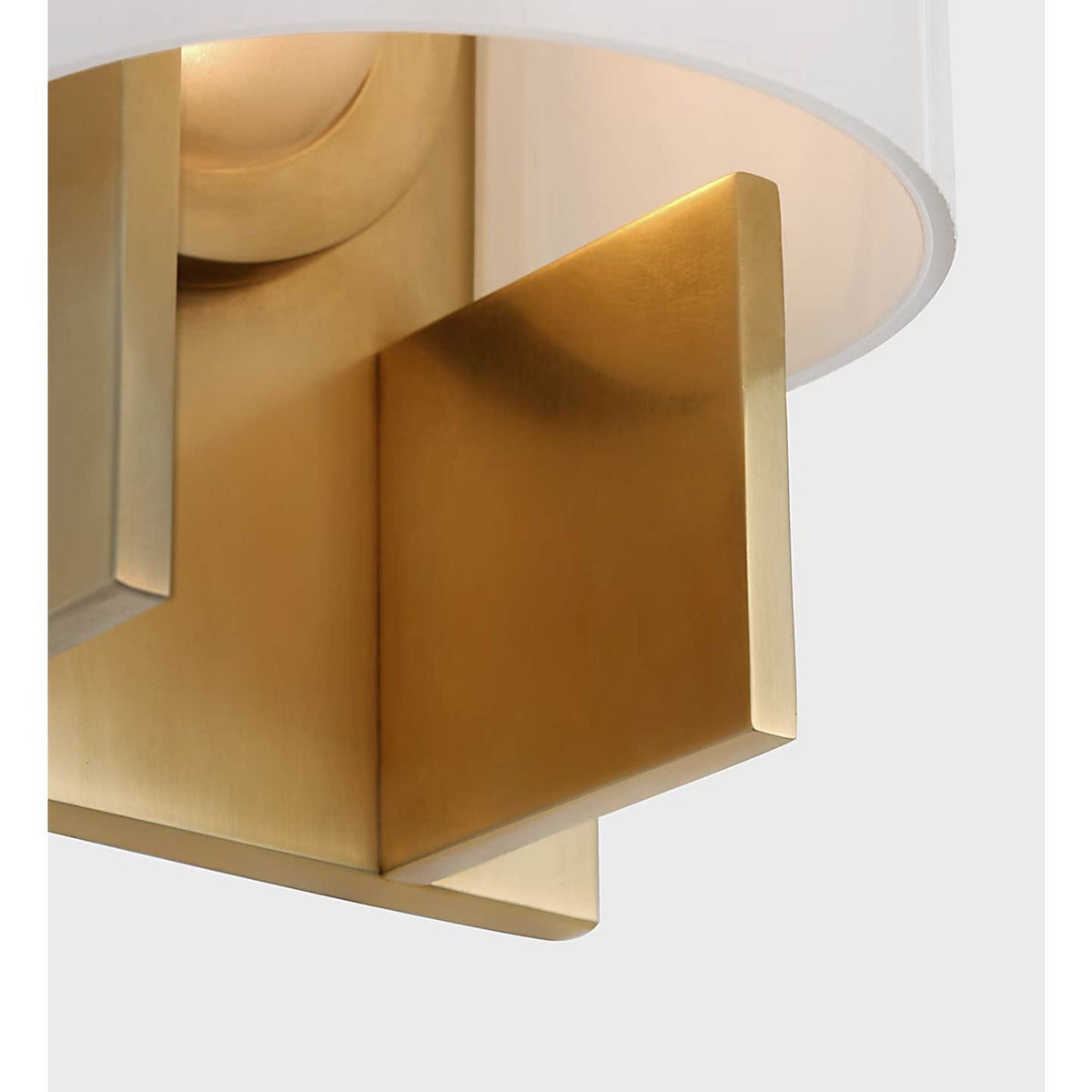 Kelly Wearstler Trouve 8" Sconce in Antique-Burnished Brass with White Glass W4.5" x H8" x E4"