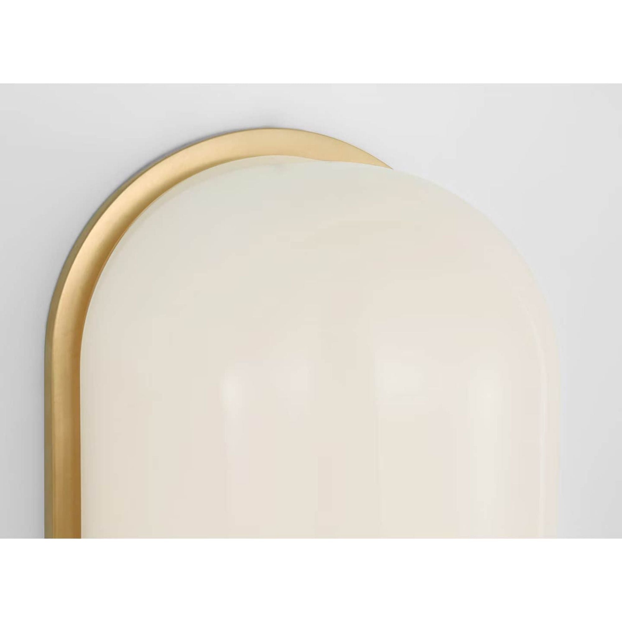 Kelly Wearstler Trouve 8" Sconce in Antique-Burnished Brass with White Glass W4.5" x H8" x E4"