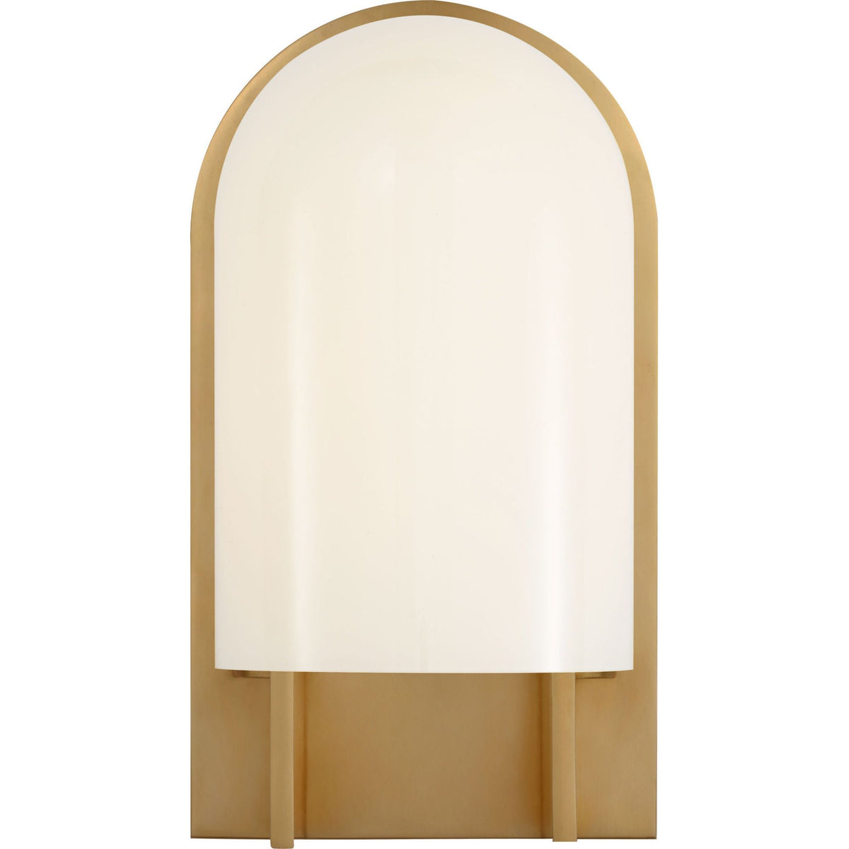 Kelly Wearstler Trouve 8" Sconce in Antique-Burnished Brass with White Glass W4.5" x H8" x E4"