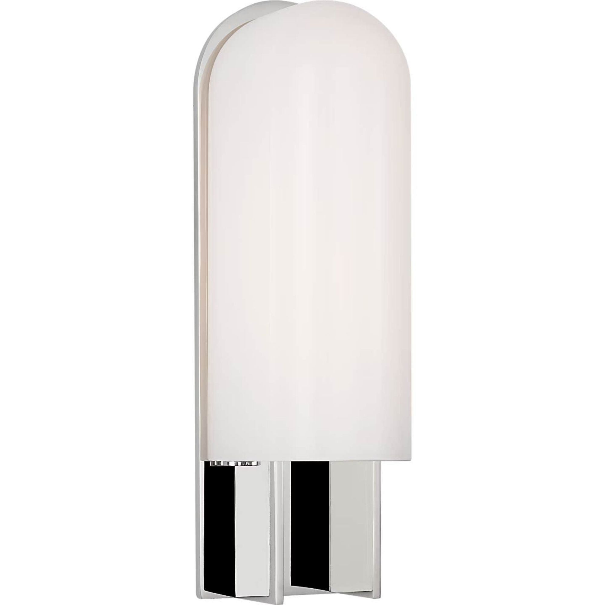 Kelly Wearstler Trouve 14" Sconce in Polished Nickel with White Glass W4.5" x H14" x E4"