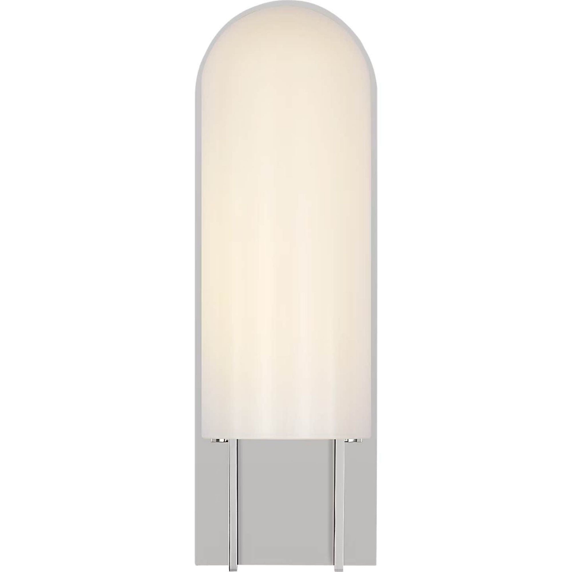 Kelly Wearstler Trouve 14" Sconce in Polished Nickel with White Glass W4.5" x H14" x E4"