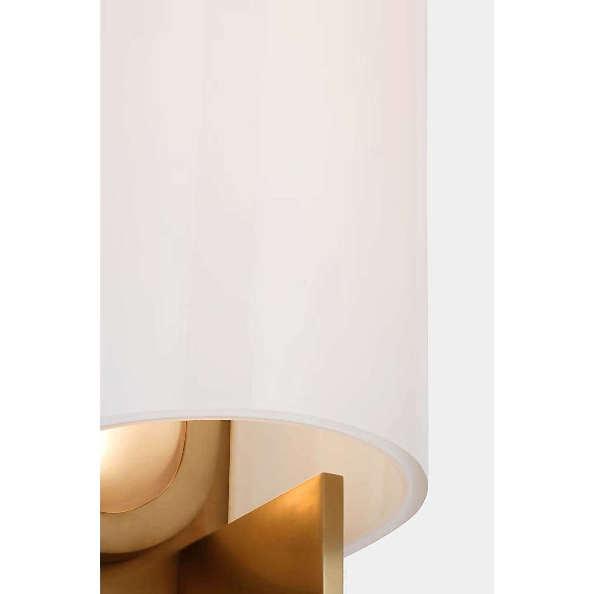 Kelly Wearstler Trouve 23" Sconce in Antique-Burnished Brass with White Glass W4.5" x H23" x E4"