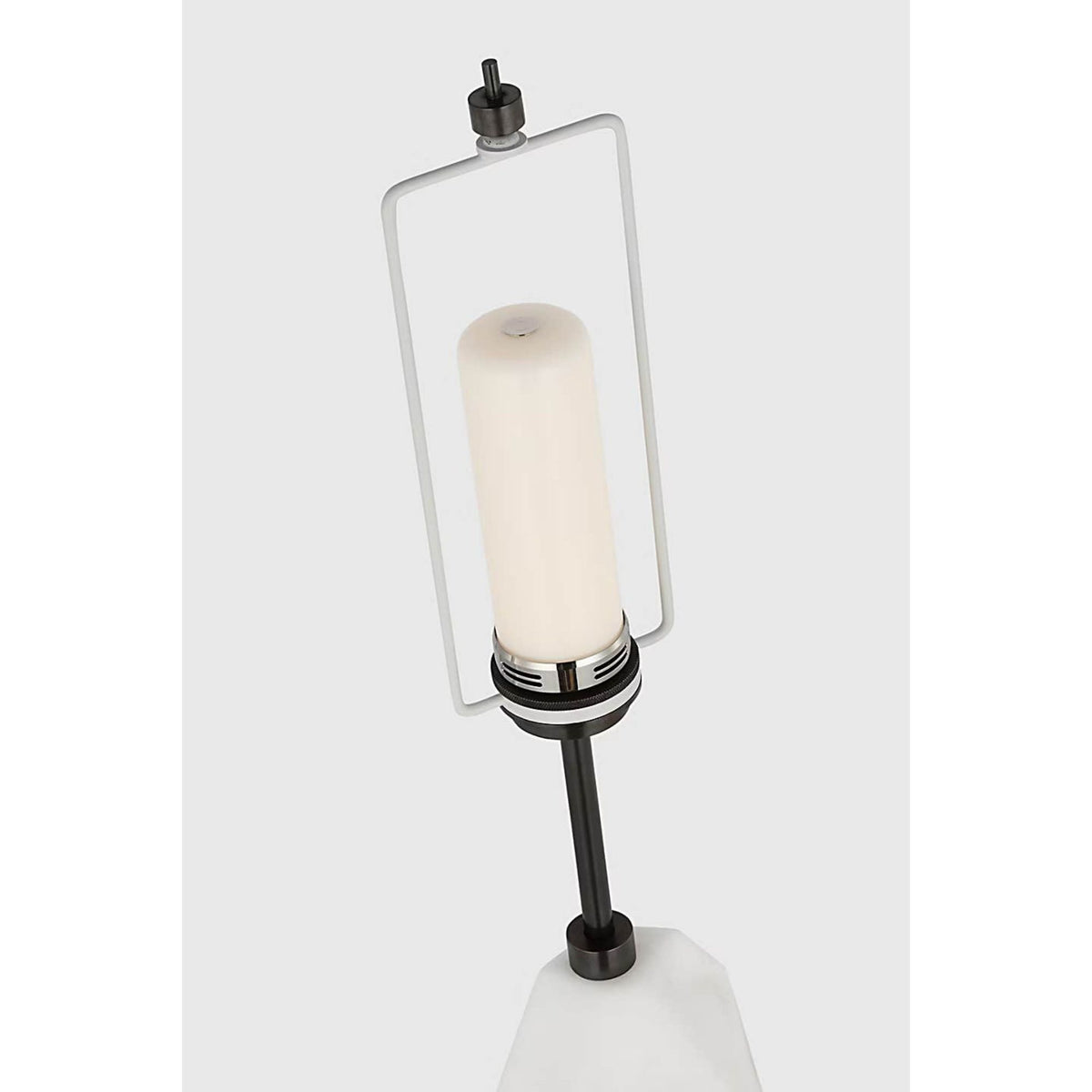 Kelly Wearstler Halcyon Accent Cordless Table Lamp in Alabaster with Linen Shade W8" x H24.75"