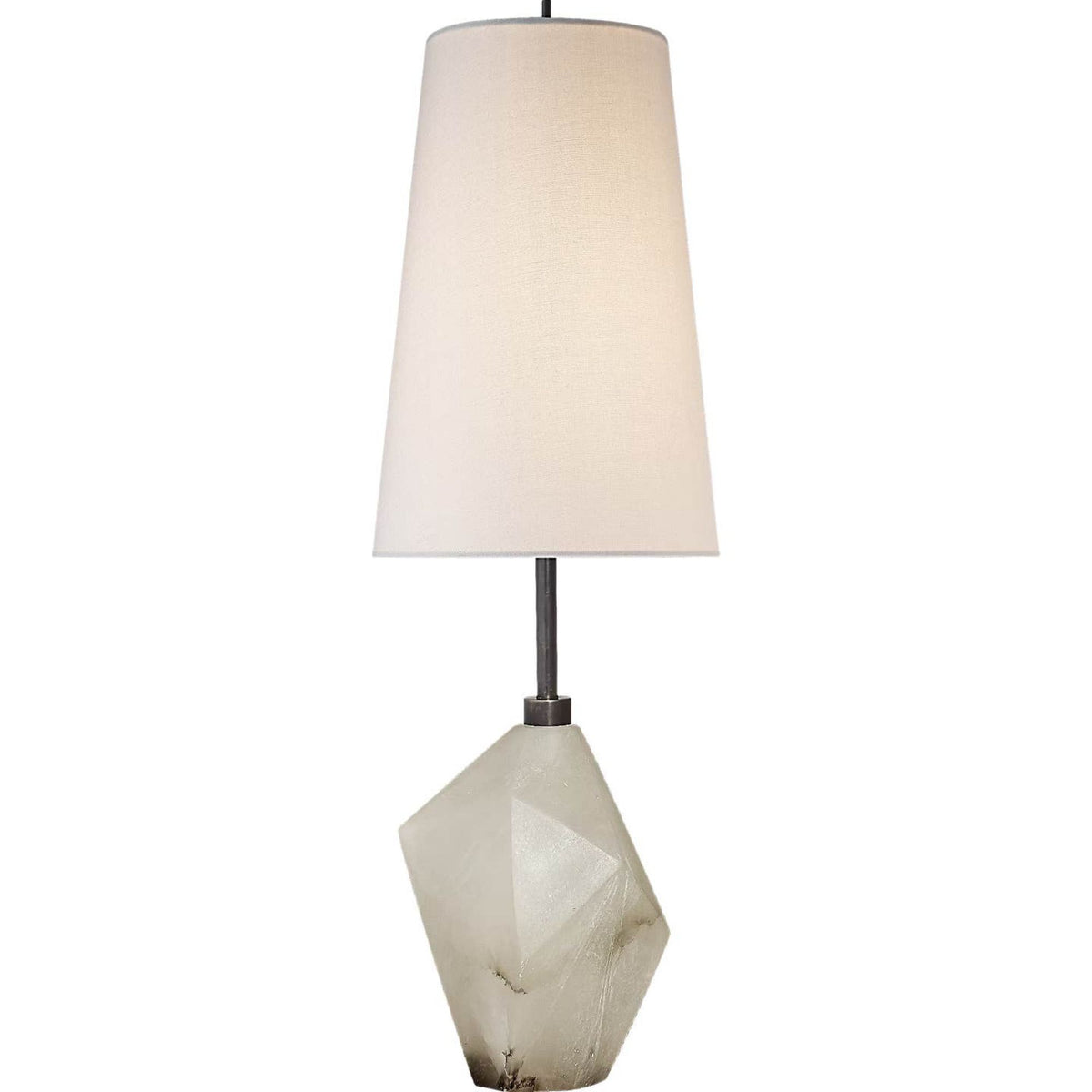 Kelly Wearstler Halcyon Accent Cordless Table Lamp in Alabaster with Linen Shade W8" x H24.75"
