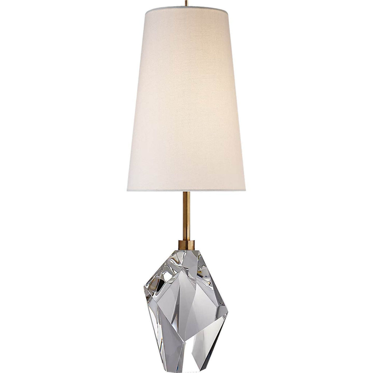 Kelly Wearstler Halcyon Accent Cordless Table Lamp in Crystal with Linen Shade W8" x H24.75"