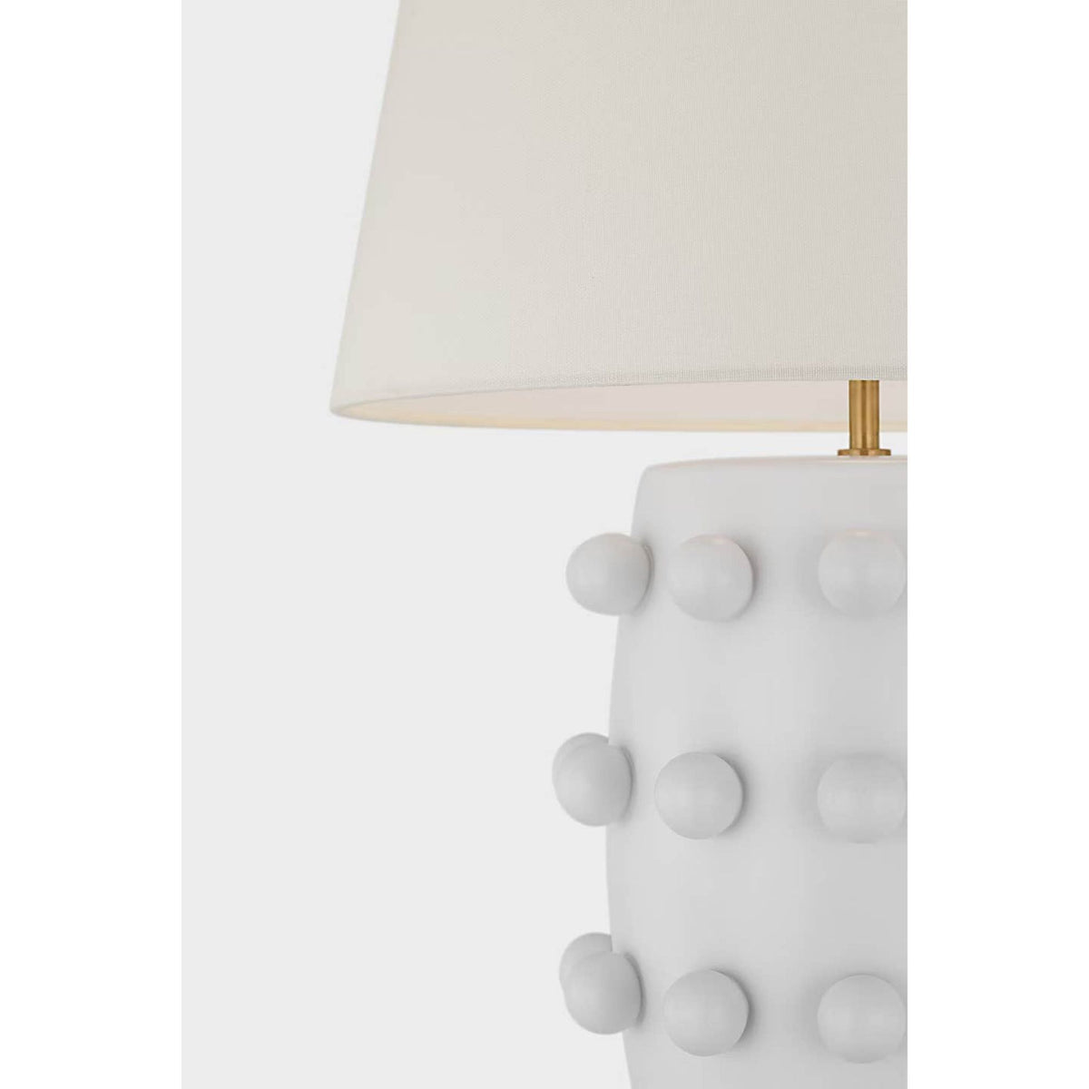 Kelly Wearstler Linden Medium Cordless Table Lamp in Plaster White with Linen Shade W17" x H26.25"