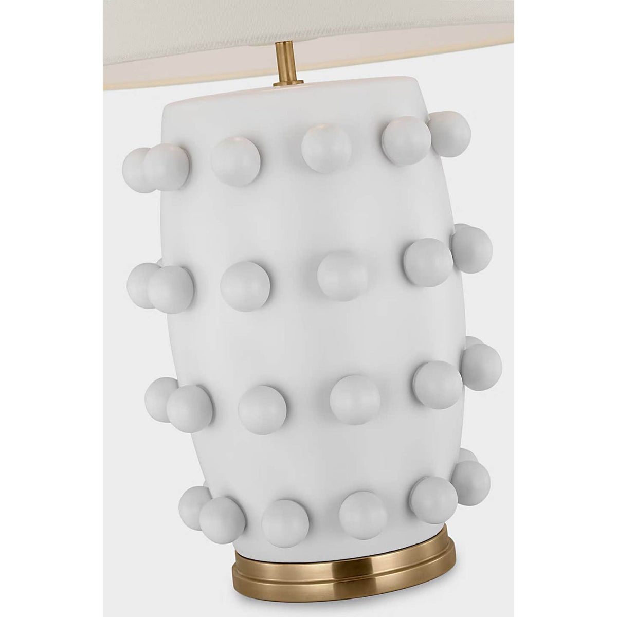 Kelly Wearstler Linden Medium Cordless Table Lamp in Plaster White with Linen Shade W17" x H26.25"