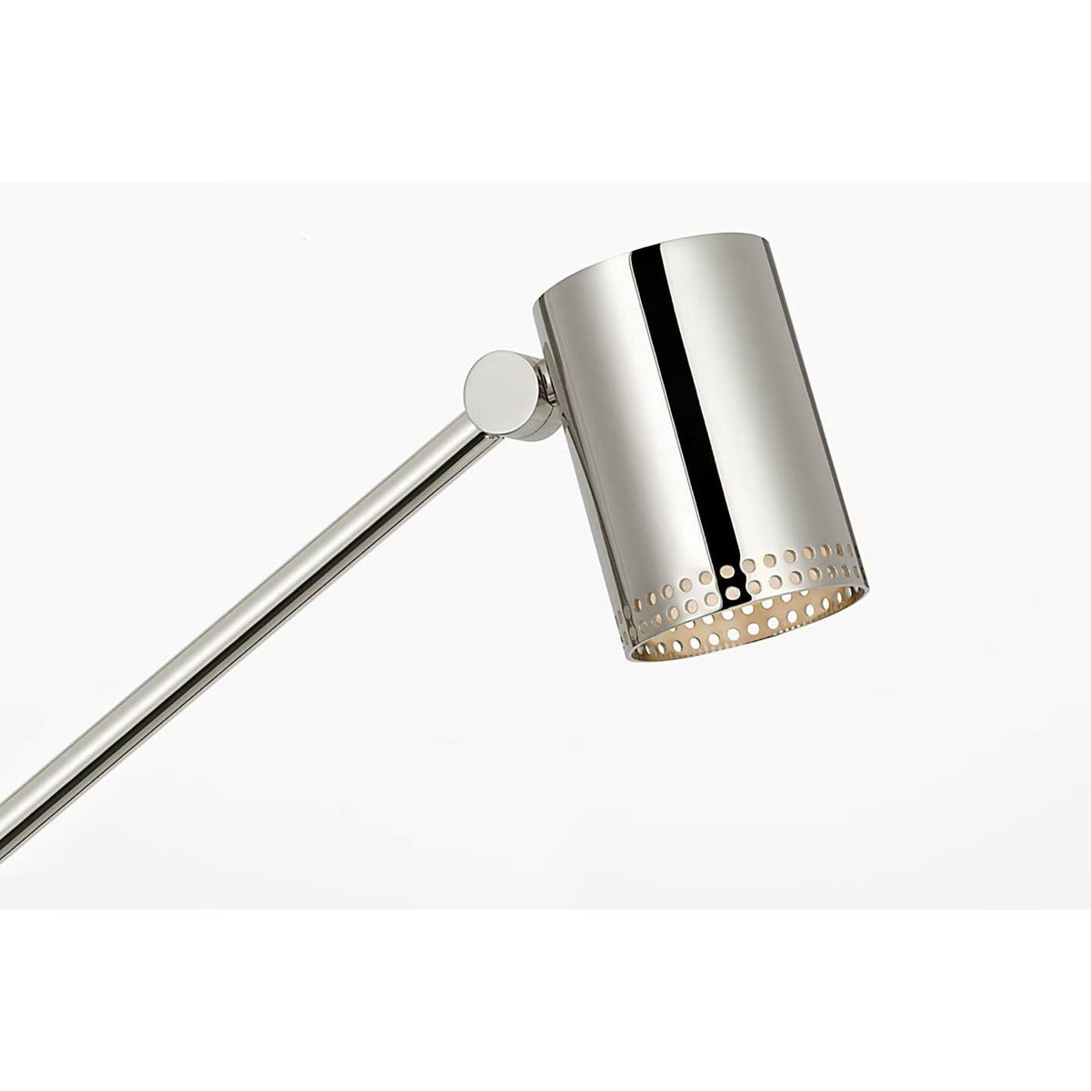Kelly Wearstler Precision Articulating Table Lamp in Polished Nickel with White Glass W5" x H19.5" - 30.25" x E17.25" - 21.25"