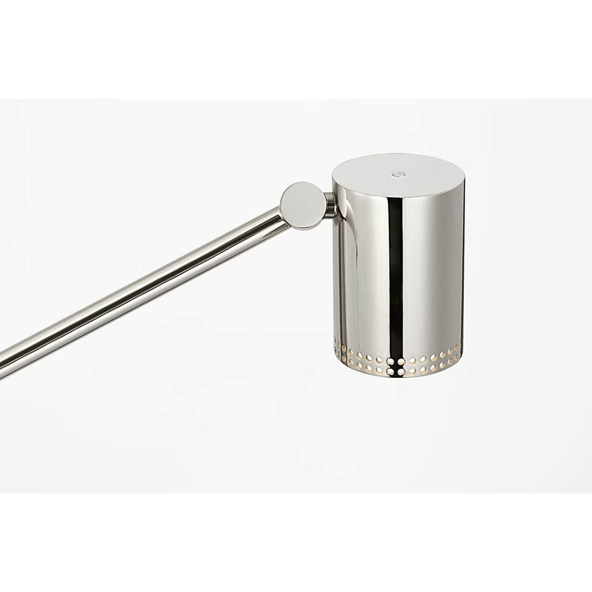 Kelly Wearstler Precision Articulating Table Lamp in Polished Nickel with White Glass W5" x H19.5" - 30.25" x E17.25" - 21.25"