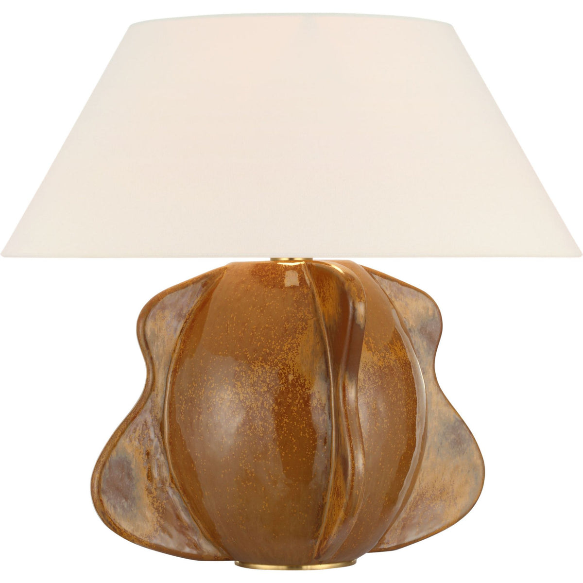 Kelly Wearstler Delmar 22" Table Lamp in Molten Amber with Linen Shade W23.75" x H22.25"