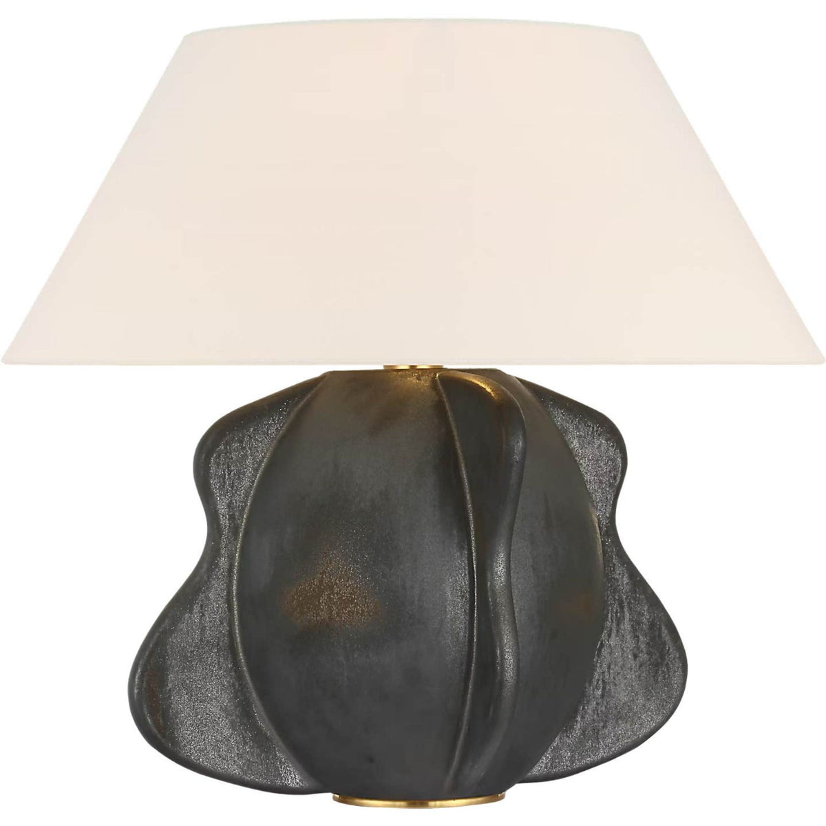 Kelly Wearstler Delmar 22" Table Lamp in Stained Black Metallic with Linen Shade W23.75" x H22.25"