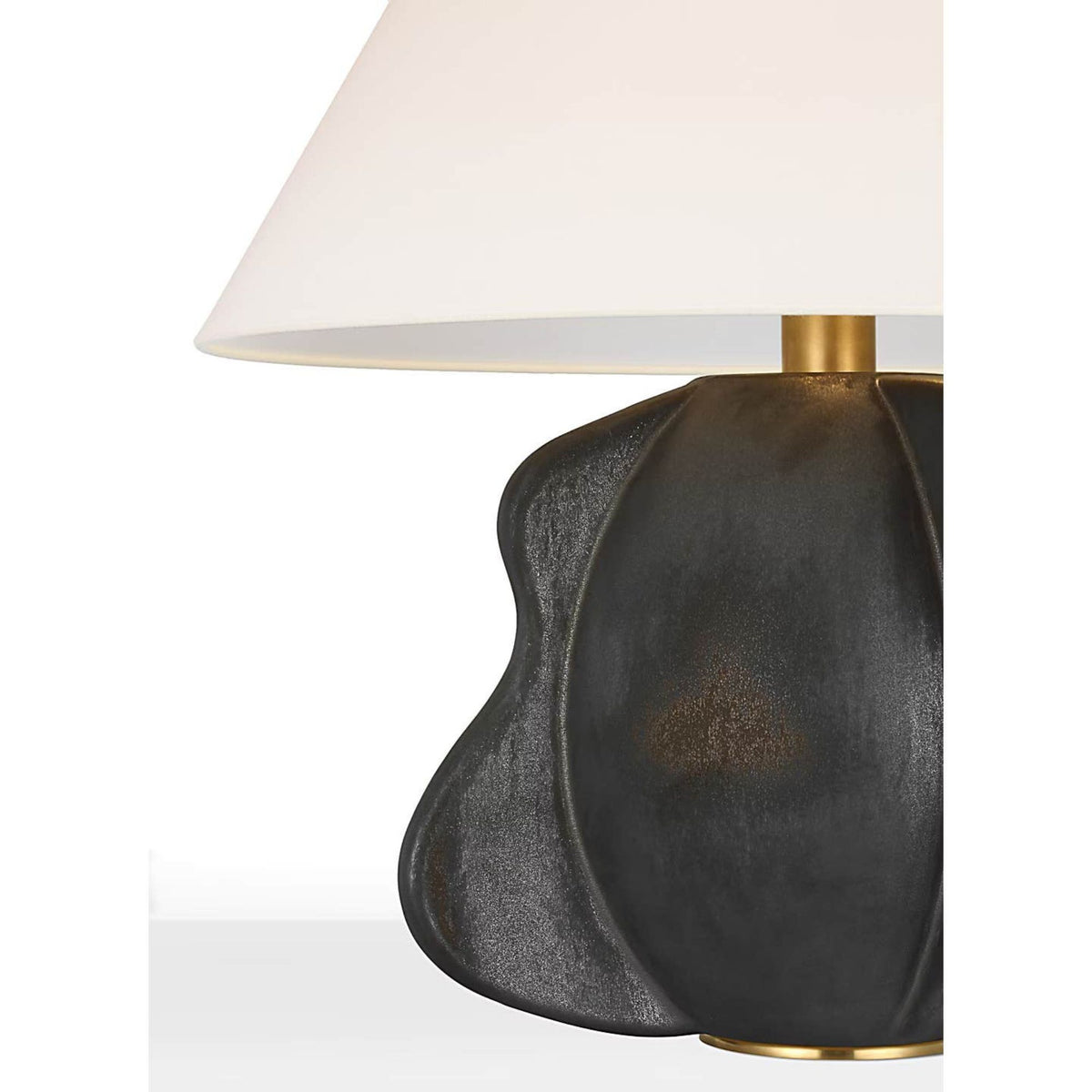 Kelly Wearstler Delmar 22" Table Lamp in Stained Black Metallic with Linen Shade W23.75" x H22.25"