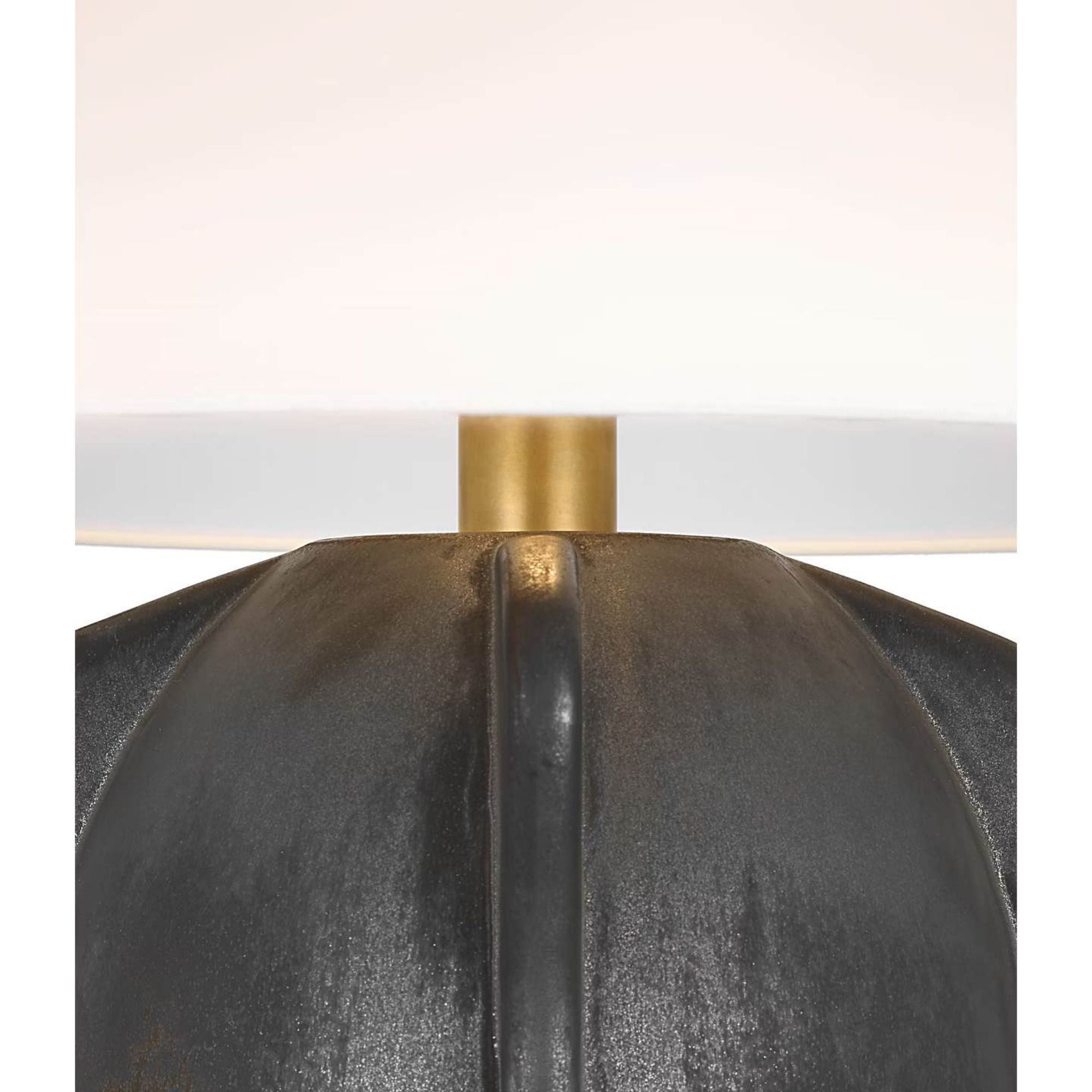 Kelly Wearstler Delmar 22" Table Lamp in Stained Black Metallic with Linen Shade W23.75" x H22.25"