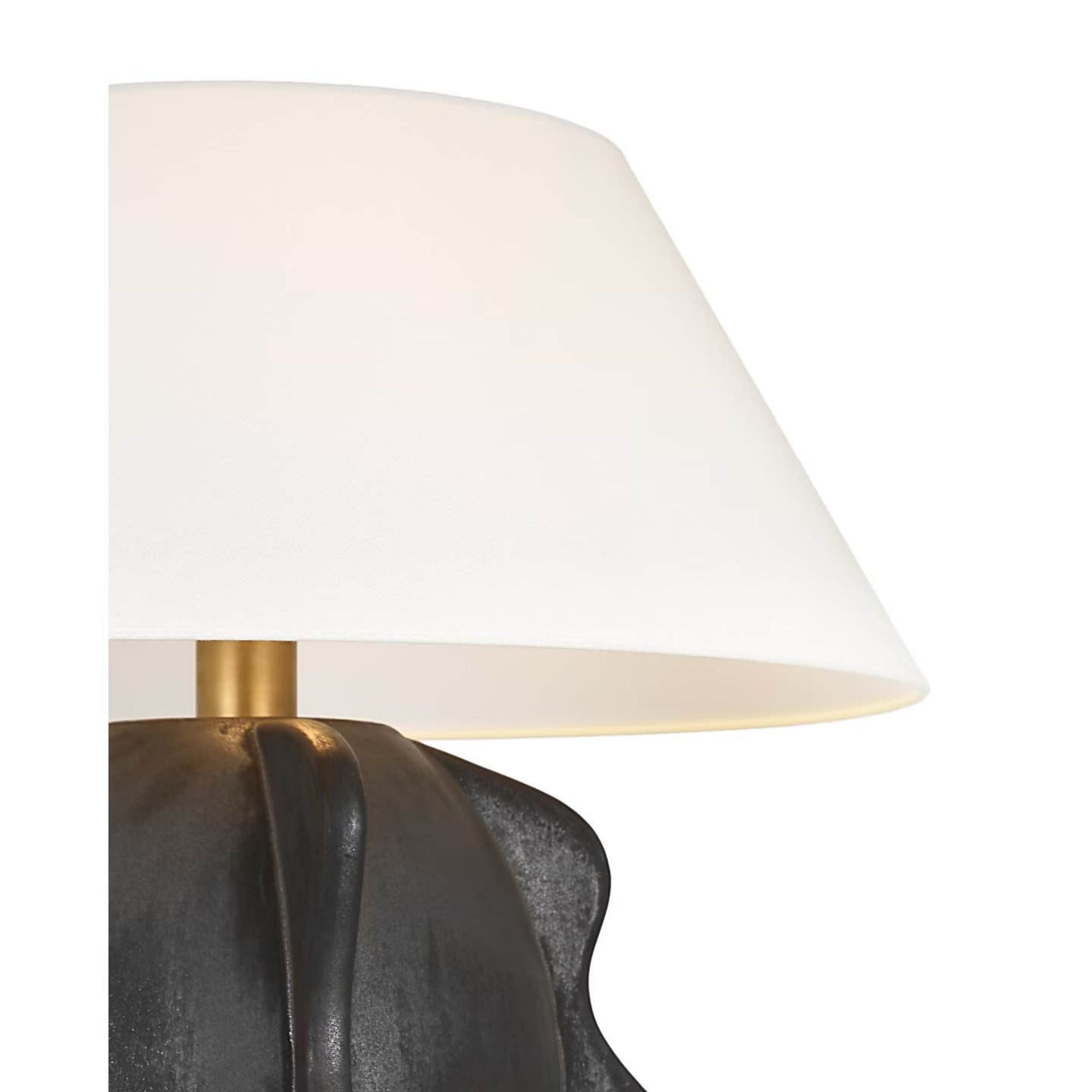 Kelly Wearstler Delmar 22" Table Lamp in Stained Black Metallic with Linen Shade W23.75" x H22.25"
