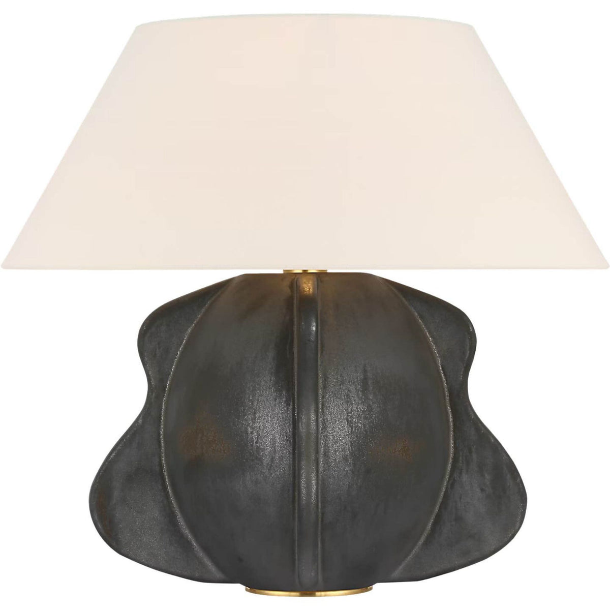 Kelly Wearstler Delmar 22" Table Lamp in Stained Black Metallic with Linen Shade W23.75" x H22.25"