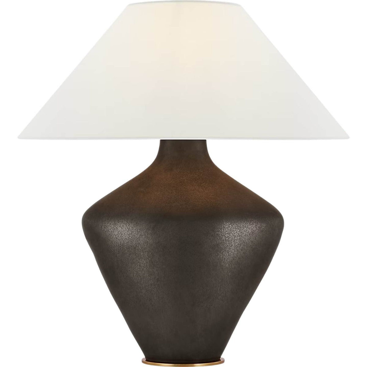 Kelly Wearstler Rohs Extra Large Table Lamp in Stained Black Metallic with Linen Shade W27" x H28.75"