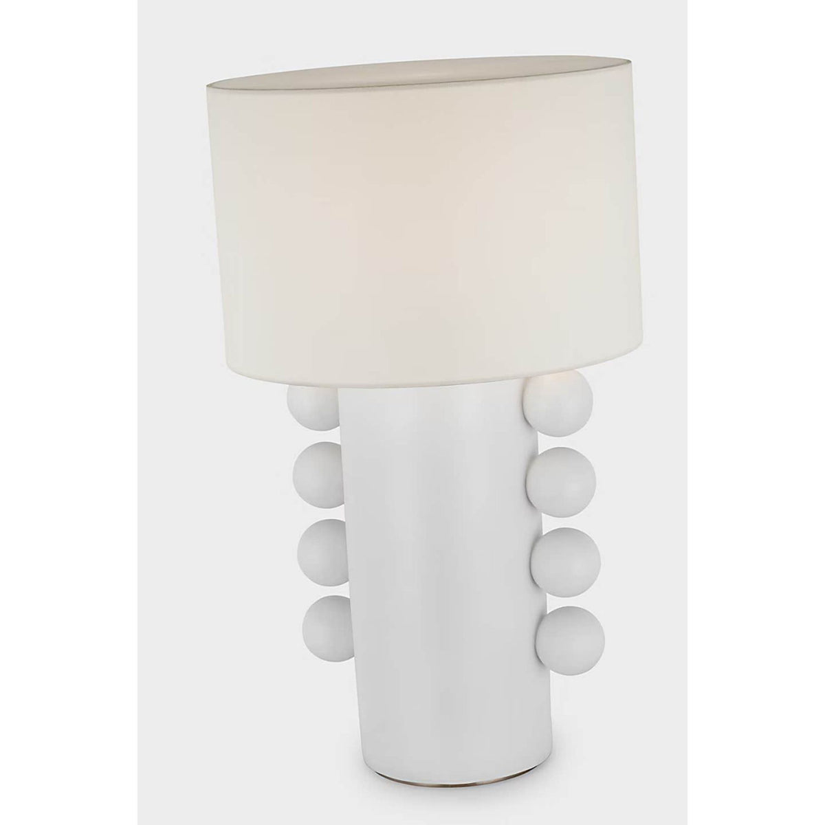 Kelly Wearstler Tiglia Tall Cordless Table Lamp in Plaster White with Linen Shade W18.5" x H31"