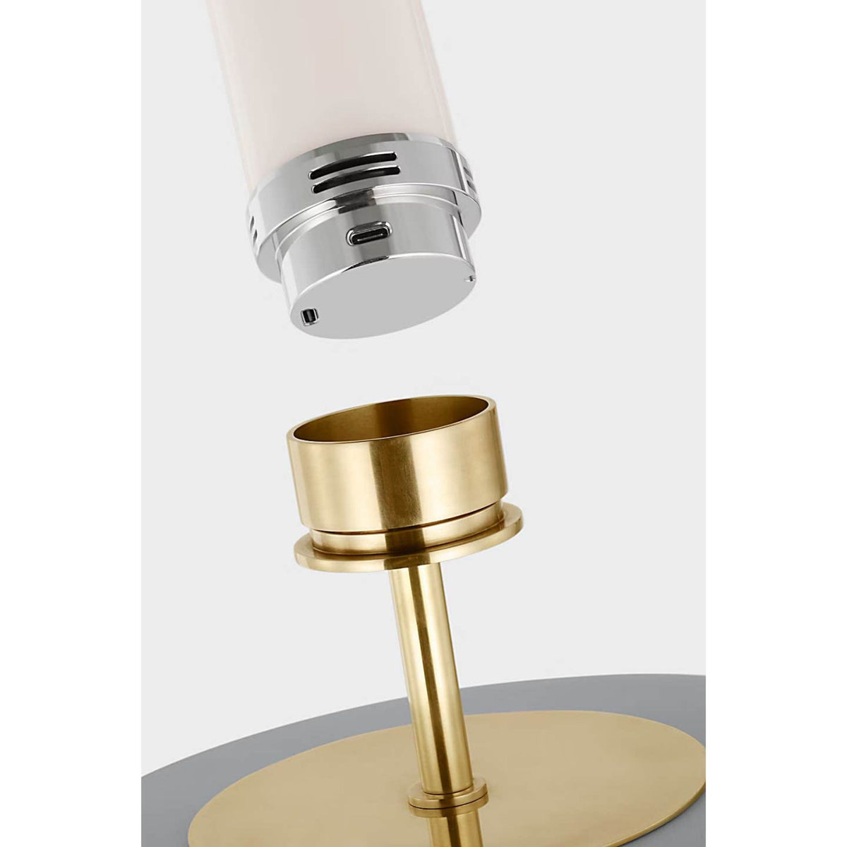 Kelly Wearstler Tiglia Tall Cordless Table Lamp in Plaster White with Linen Shade W18.5" x H31"