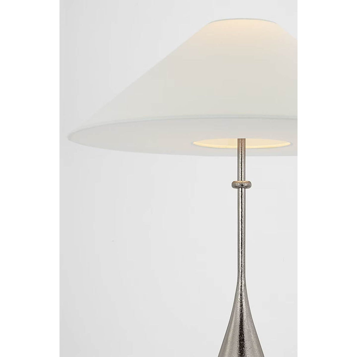 Kelly Wearstler Zealous 30" Table Lamp in Museum Nickel with Linen Shade W23" x H30"