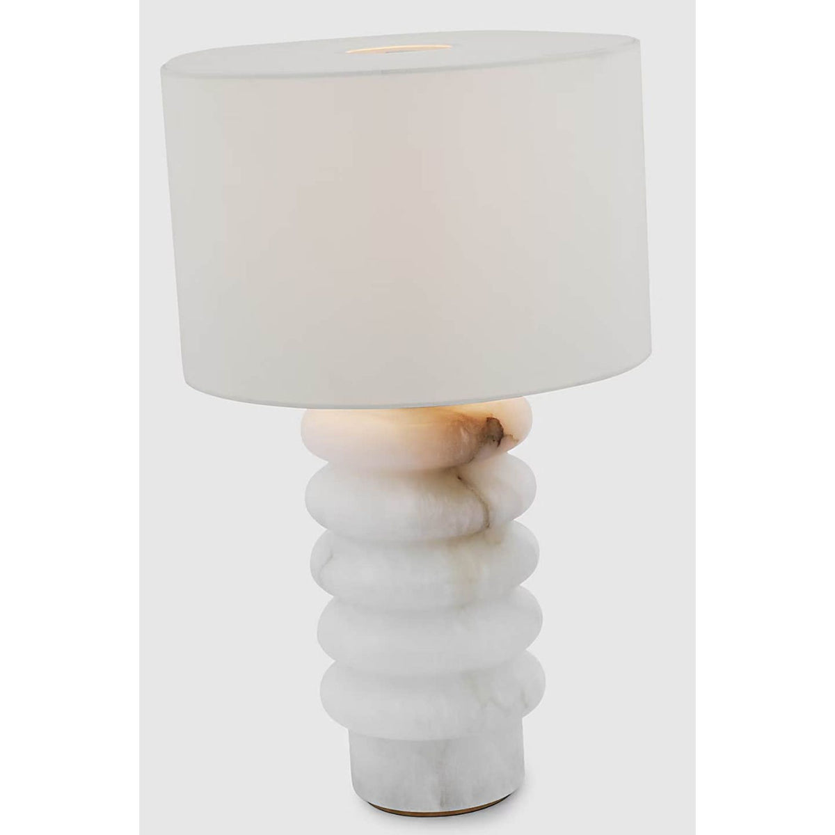 Kelly Wearstler Onda Medium Table Lamp in Alabaster with Linen Shade W17.5" x H28.75"