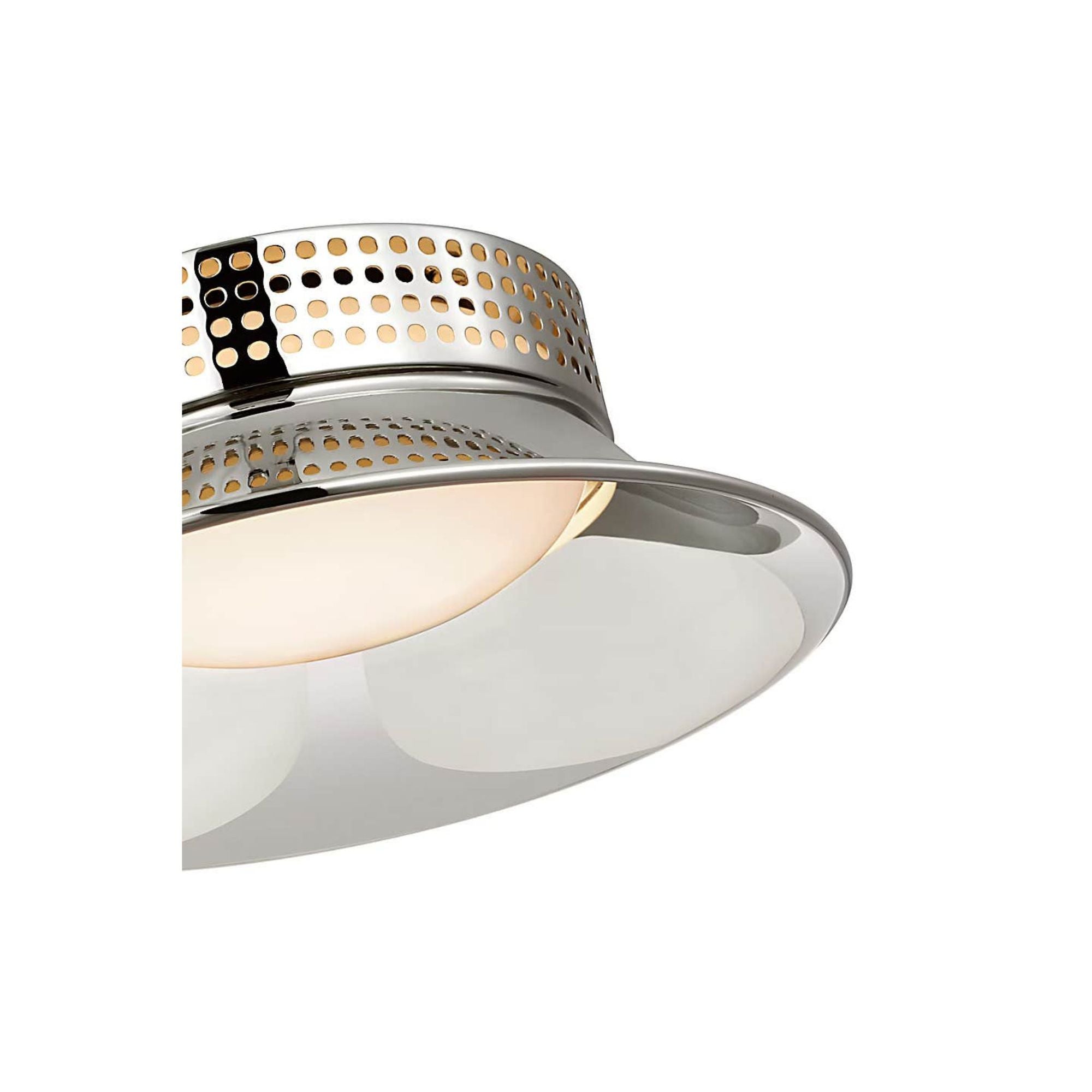 Kelly Wearstler Precision 7" Flush Mount in Polished Nickel with White Glass W7.25" x H2.5"