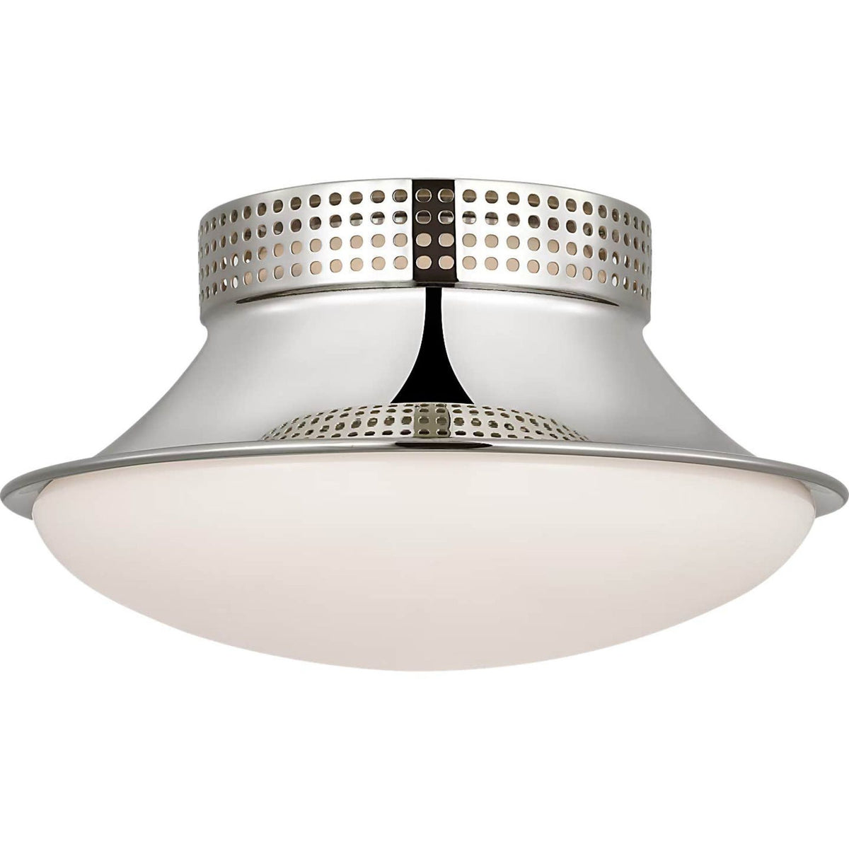 Kelly Wearstler Precision 9" Downlight Flush Mount in Polished Nickel with White Glass W8.5" x H4.5"