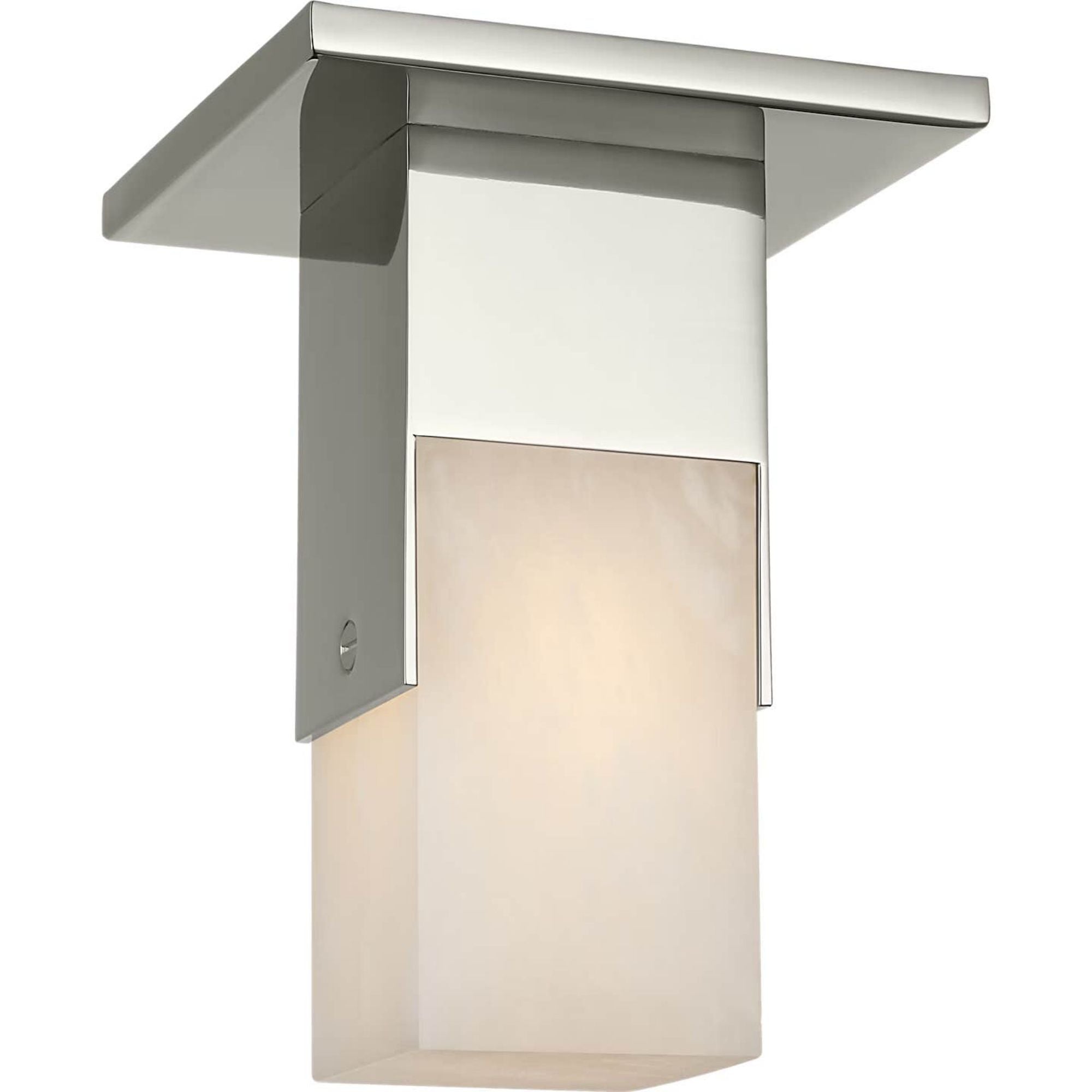 Kelly Wearstler Covet Short Monopoint Flush Mount in Polished Nickel with Alabaster W2.25" x H5.5"