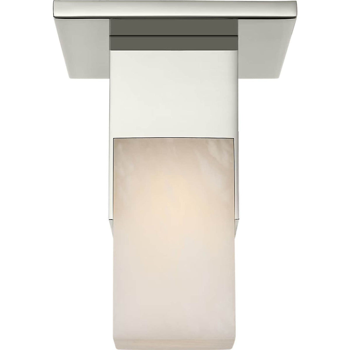 Kelly Wearstler Covet Short Monopoint Flush Mount in Polished Nickel with Alabaster W2.25" x H5.5"