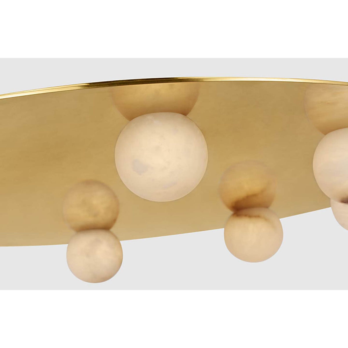 Kelly Wearstler Pertica 30" Eight Light Flush Mount in Mirrored Antique Brass with Alabaster W30" x H3.75"