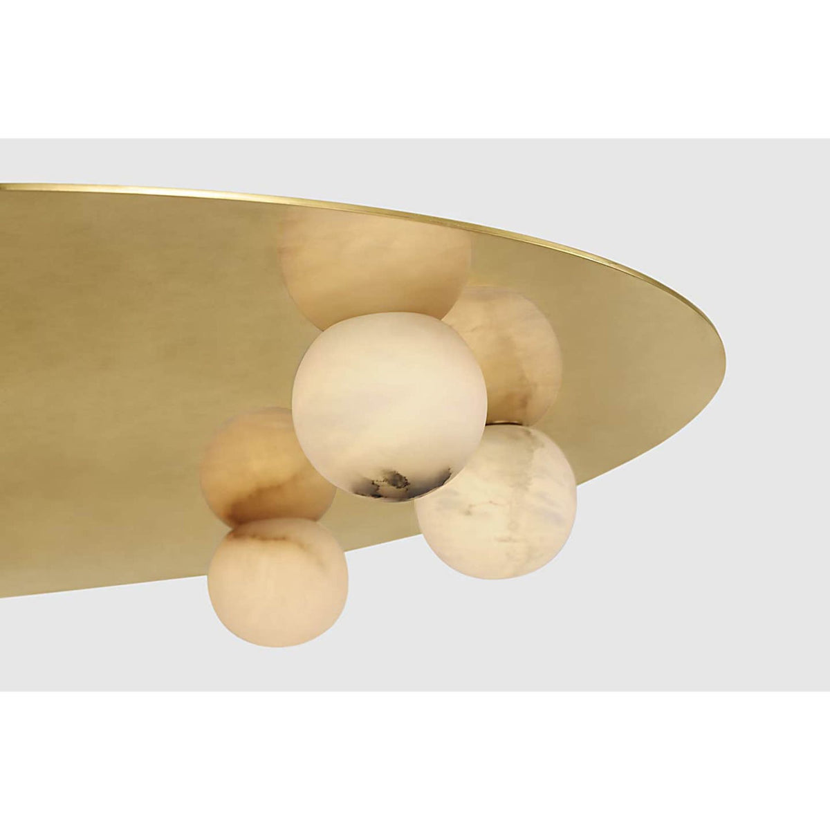 Kelly Wearstler Pertica 30" Eight Light Flush Mount in Mirrored Antique Brass with Alabaster W30" x H3.75"