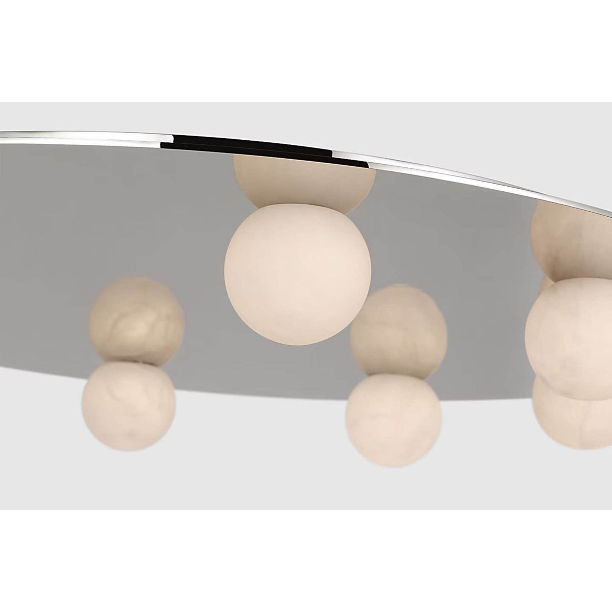 Kelly Wearstler Pertica 30" Eight Light Flush Mount in Polished Nickel with Alabaster W30" x H3.75"