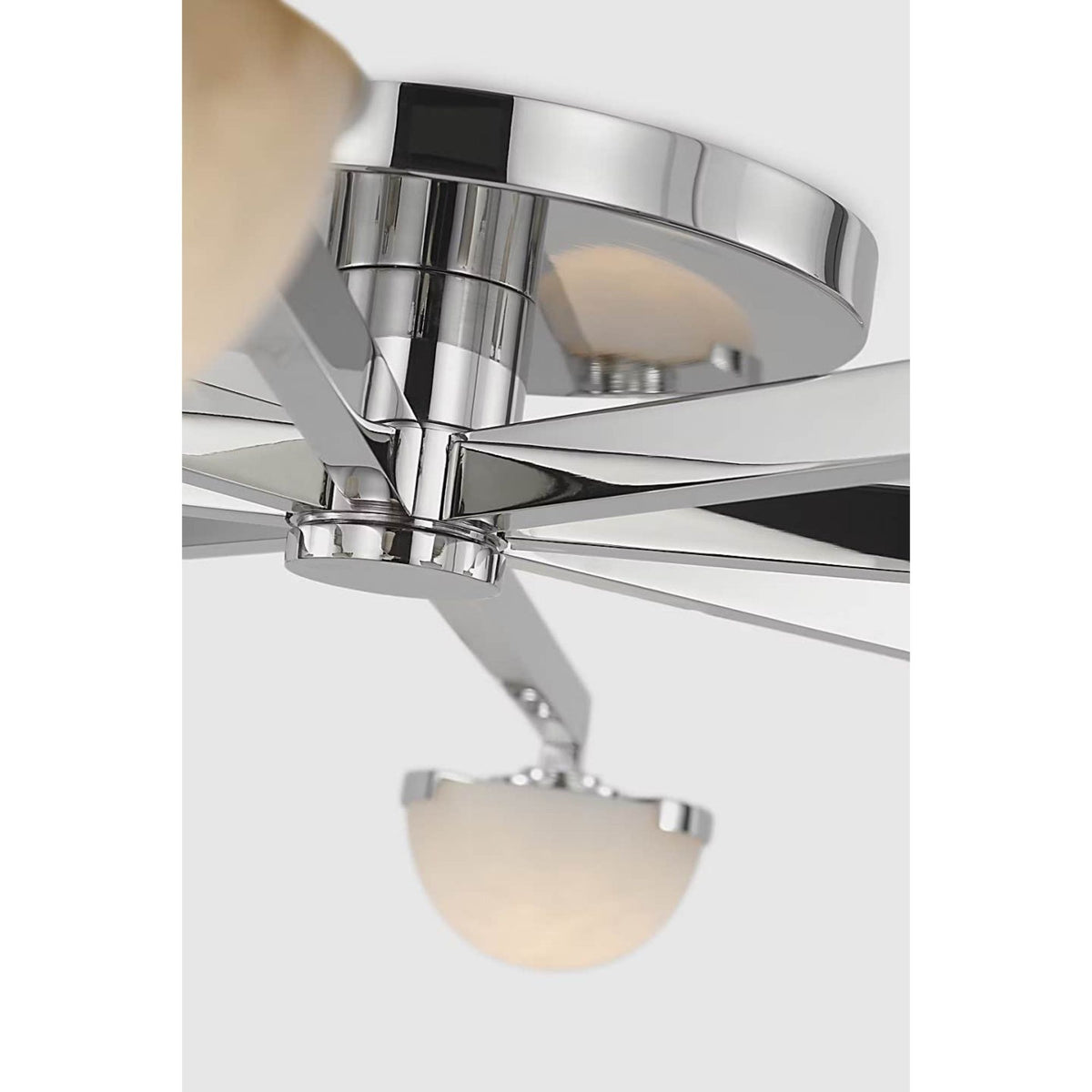 Kelly Wearstler Pedra Large Staggered Arm Flush Mount in Polished Nickel with Alabaster W36" x H6"