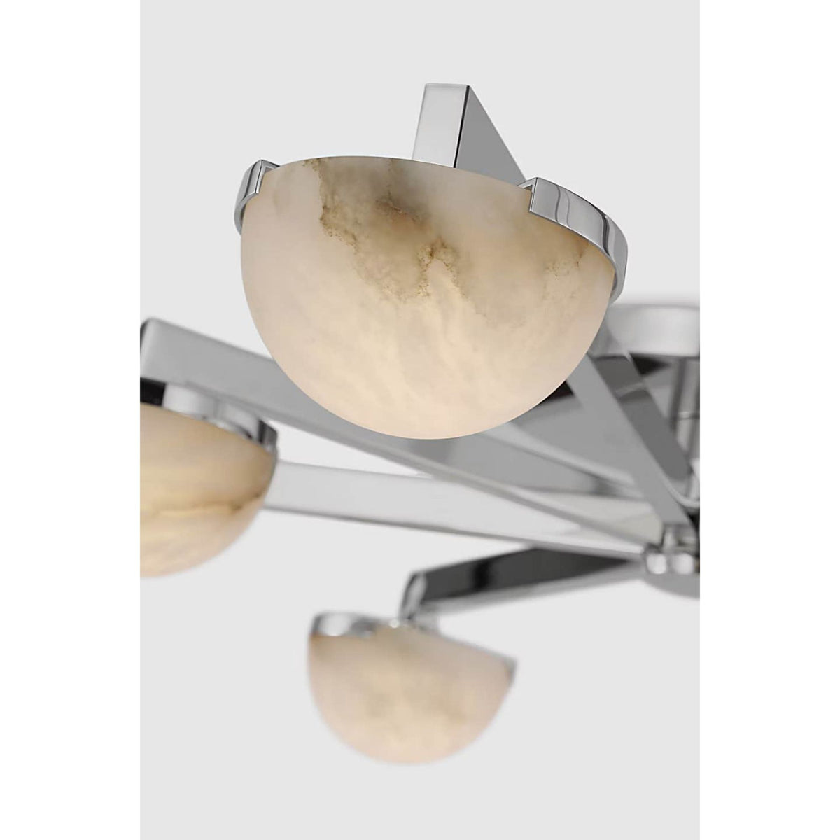 Kelly Wearstler Pedra Large Staggered Arm Flush Mount in Polished Nickel with Alabaster W36" x H6"