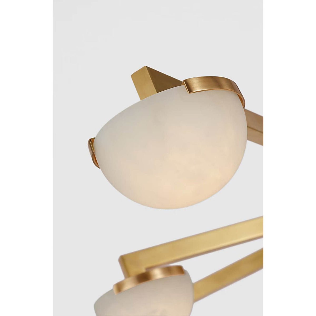 Kelly Wearstler Pedra Extra Large Staggered Arm Flush Mount in Antique-Burnished Brass with Alabaster W48" x H6"