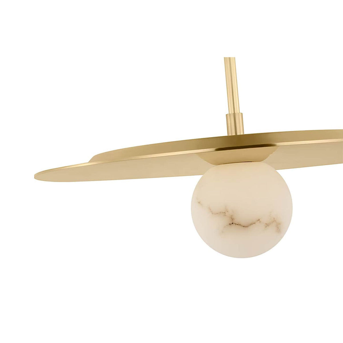 Kelly Wearstler Pertica 18" Disc Pendant in Mirrored Antique Brass with Alabaster W18"