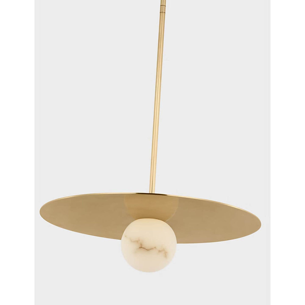 Kelly Wearstler Pertica 18" Disc Pendant in Mirrored Antique Brass with Alabaster W18"
