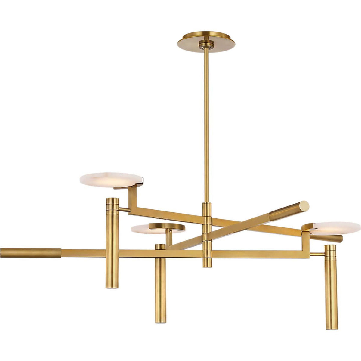 Kelly Wearstler Melange 36" Floating Disc Chandelier in Antique-Burnished Brass with Alabaster W36"