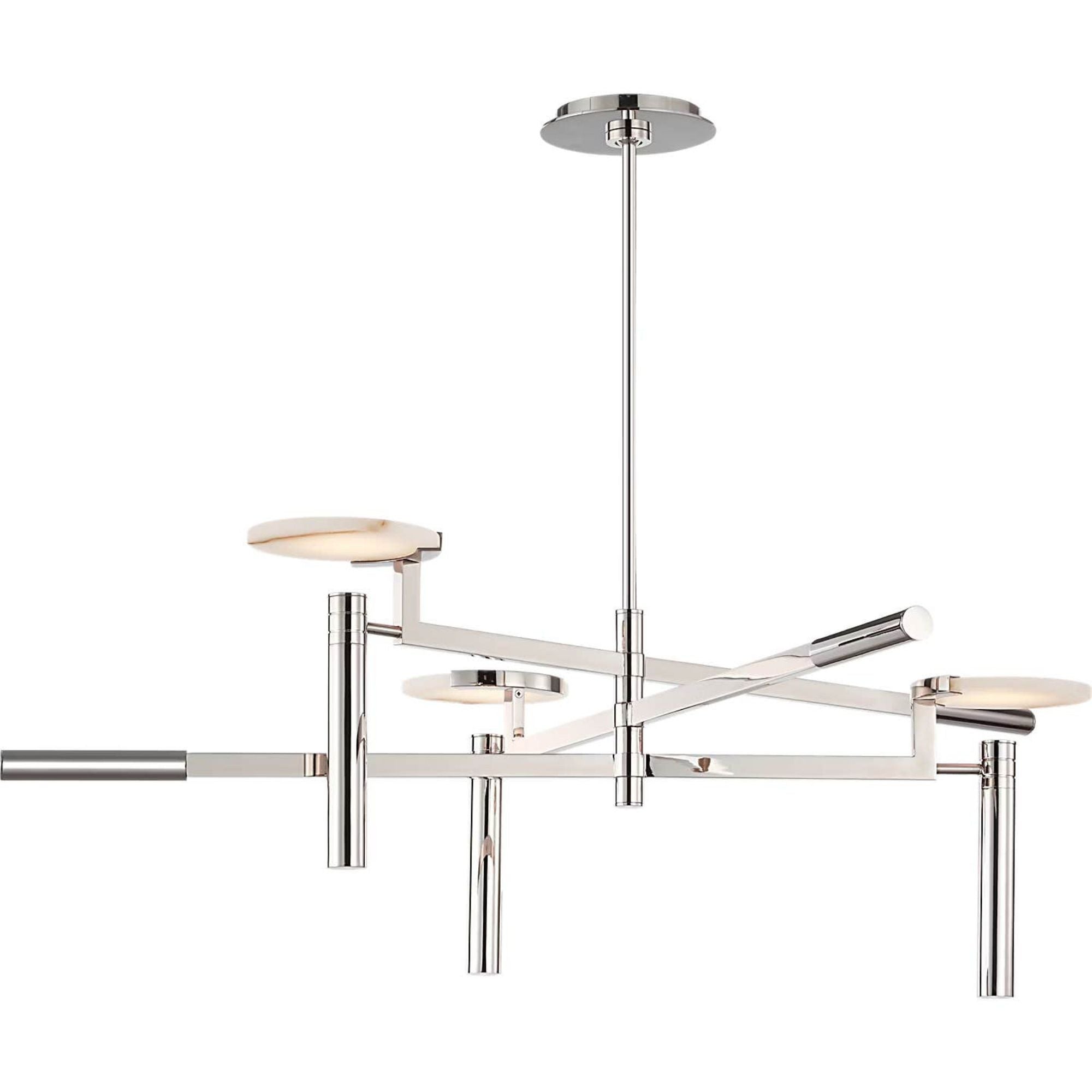 Kelly Wearstler Melange 36" Floating Disc Chandelier in Polished Nickel with Alabaster W36"