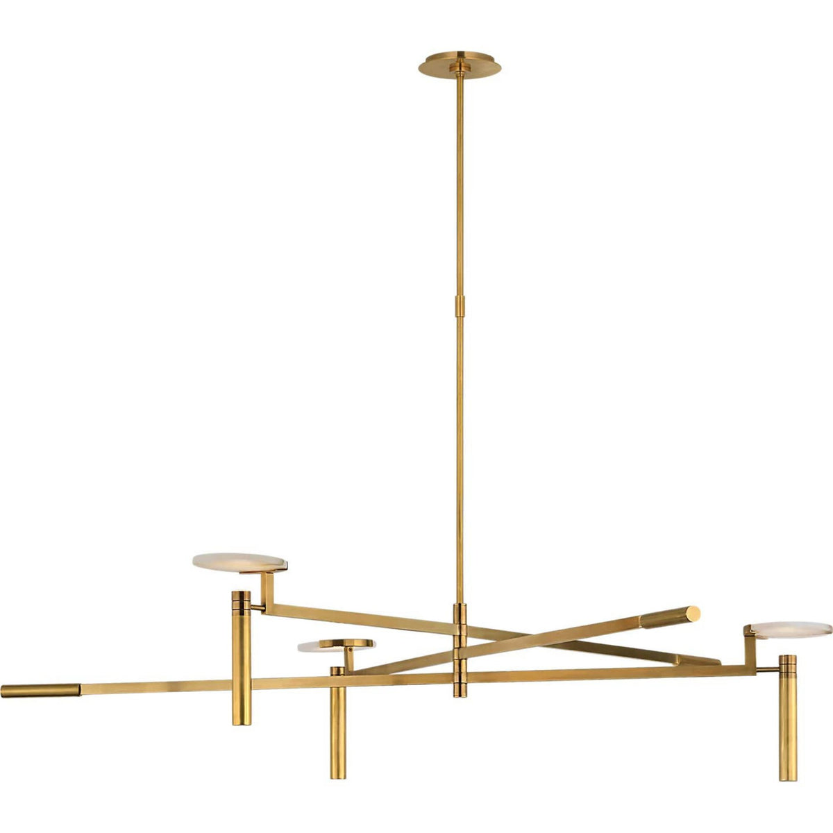 Kelly Wearstler Melange Grande Floating Disc Chandelier in Antique-Burnished Brass with Alabaster W60"